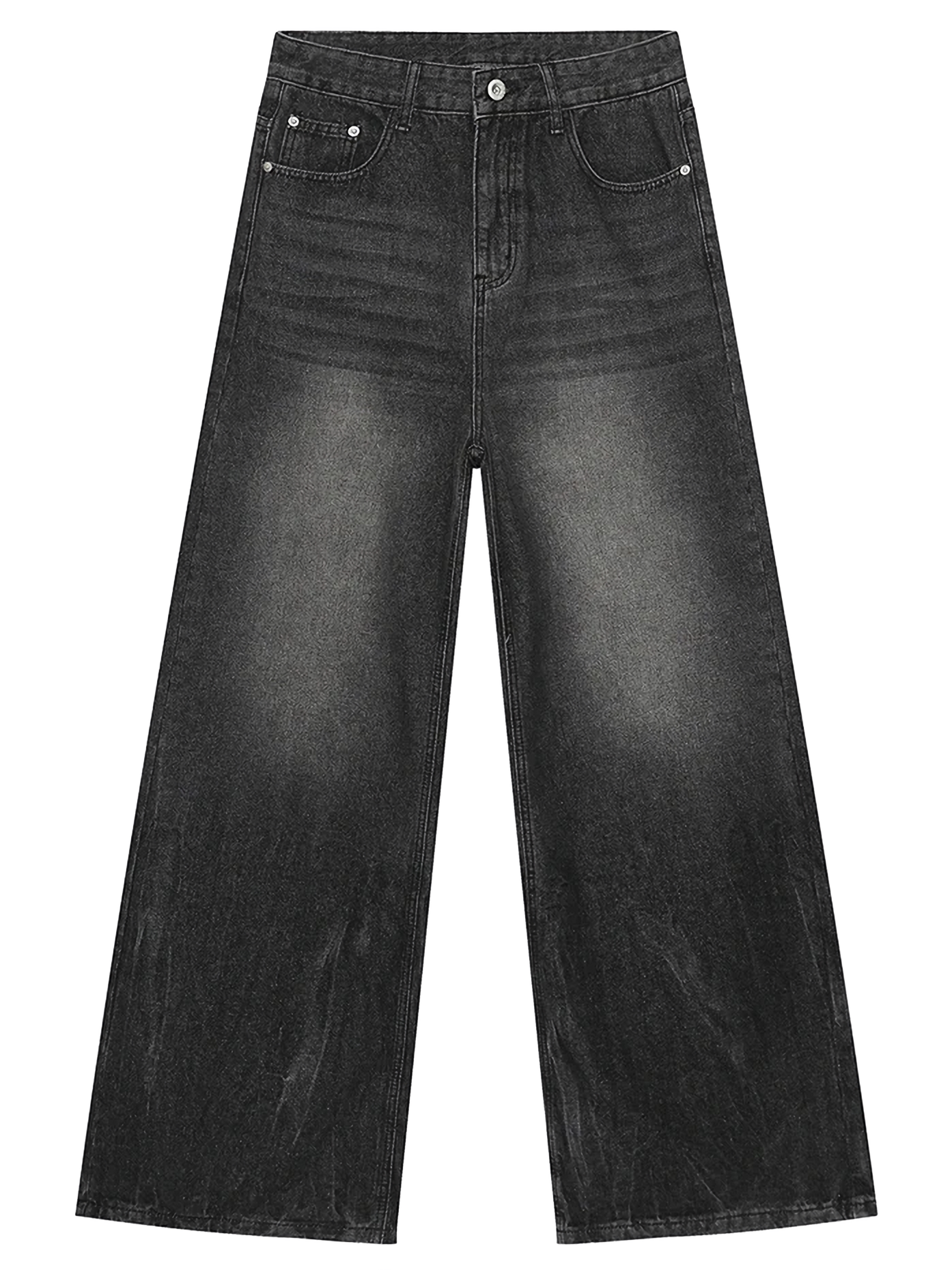 Holzkohle-Abfindungs-Jeans mit weitem Bein