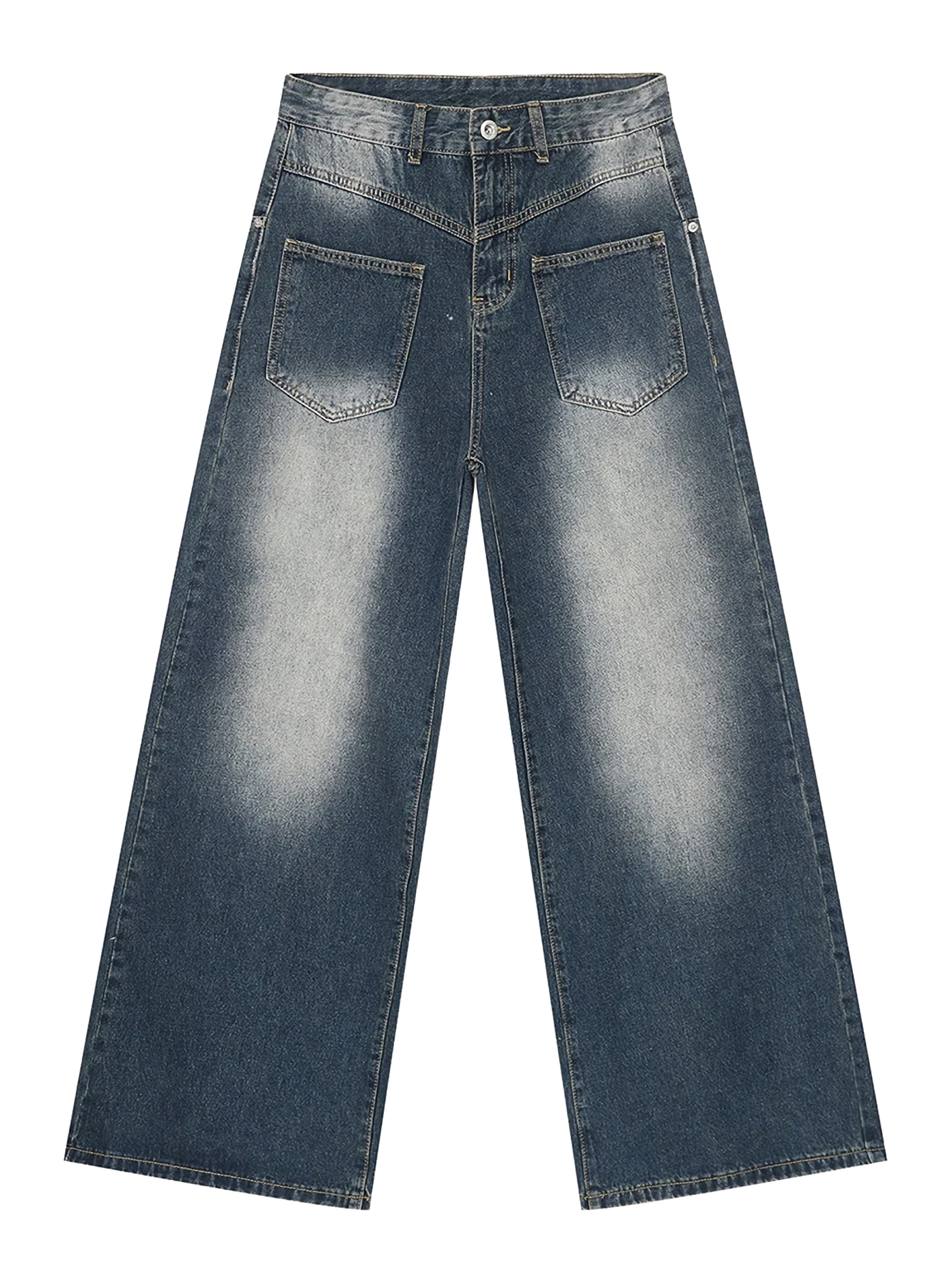 Jean à jambes droites baissée de poche inversée vintage