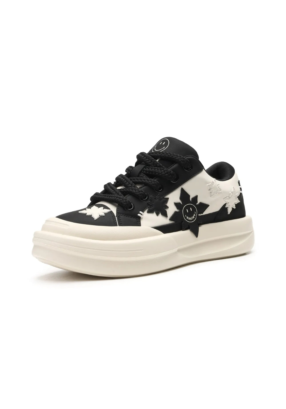 Black Split-Leather Dynamic Skate Sneakers