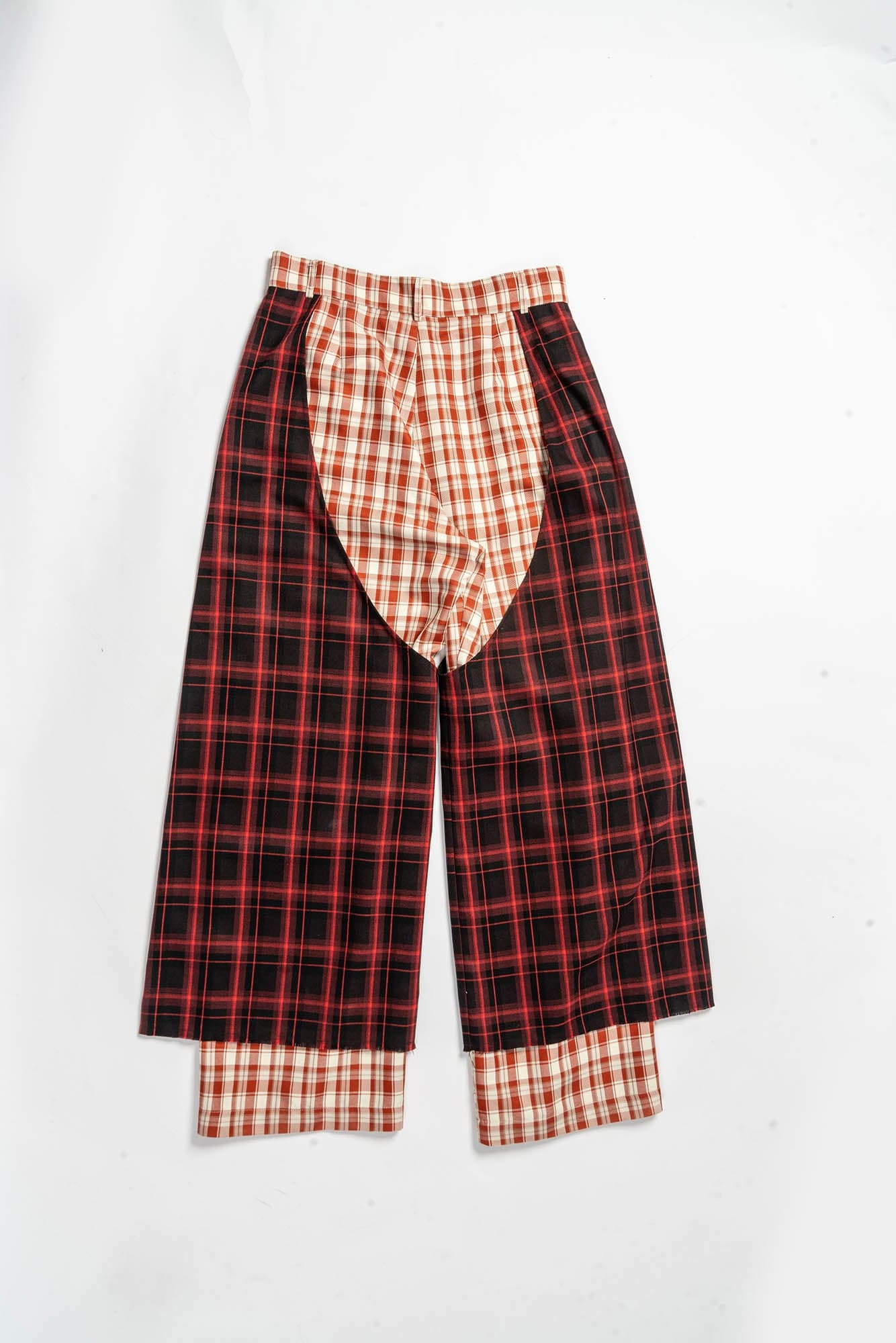 Pantalon à jambes larges à carreaux