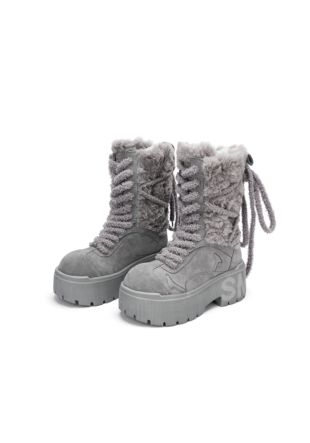 Gray Tall Snow Boots