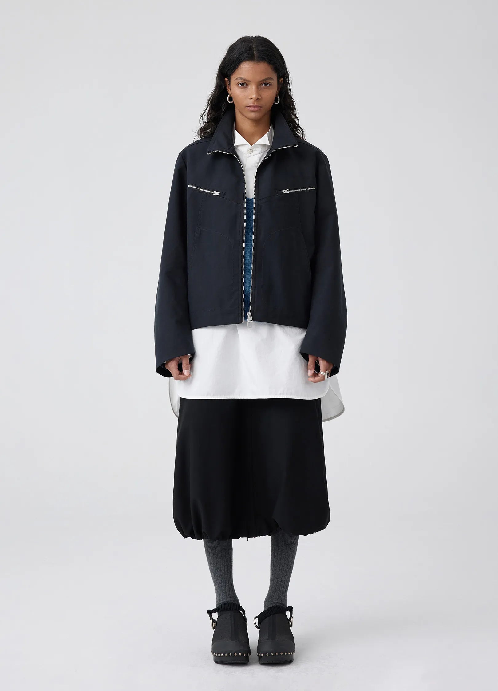 Darted Zip Pocket Bomber Jacket