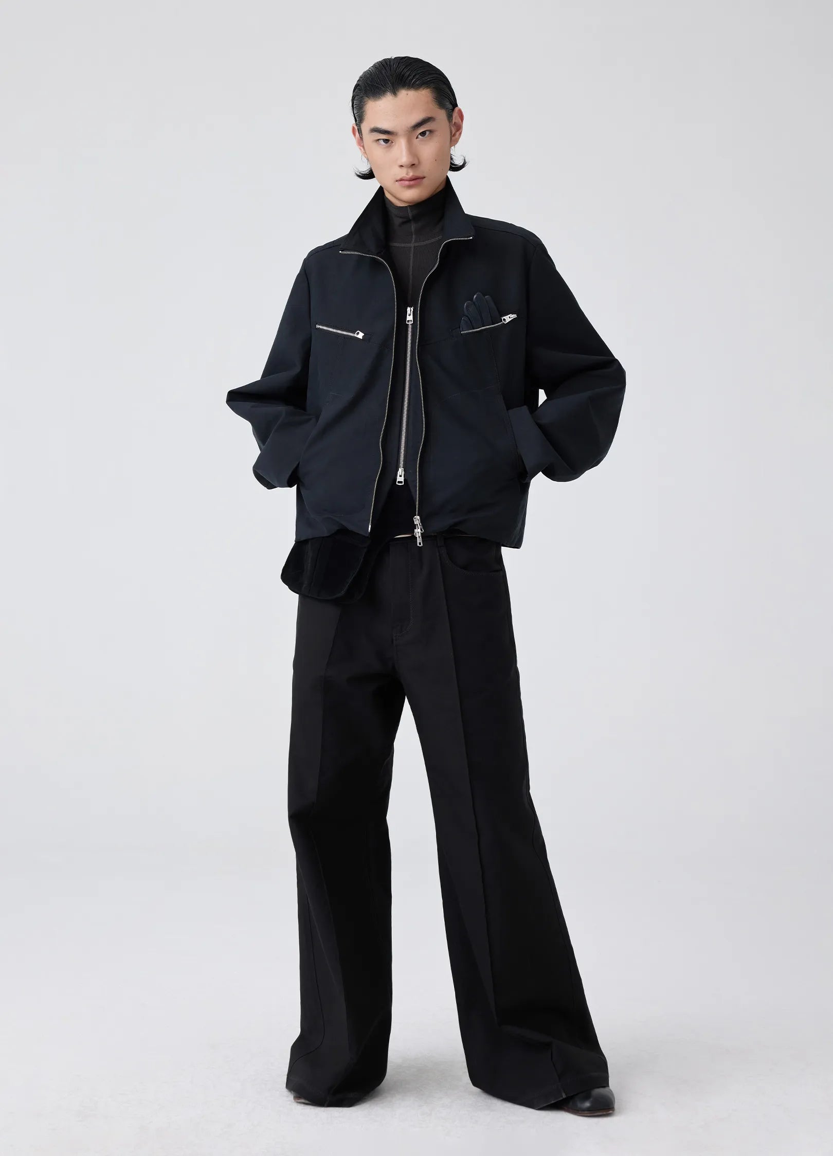 Darted Zip Pocket Bomber Jacket
