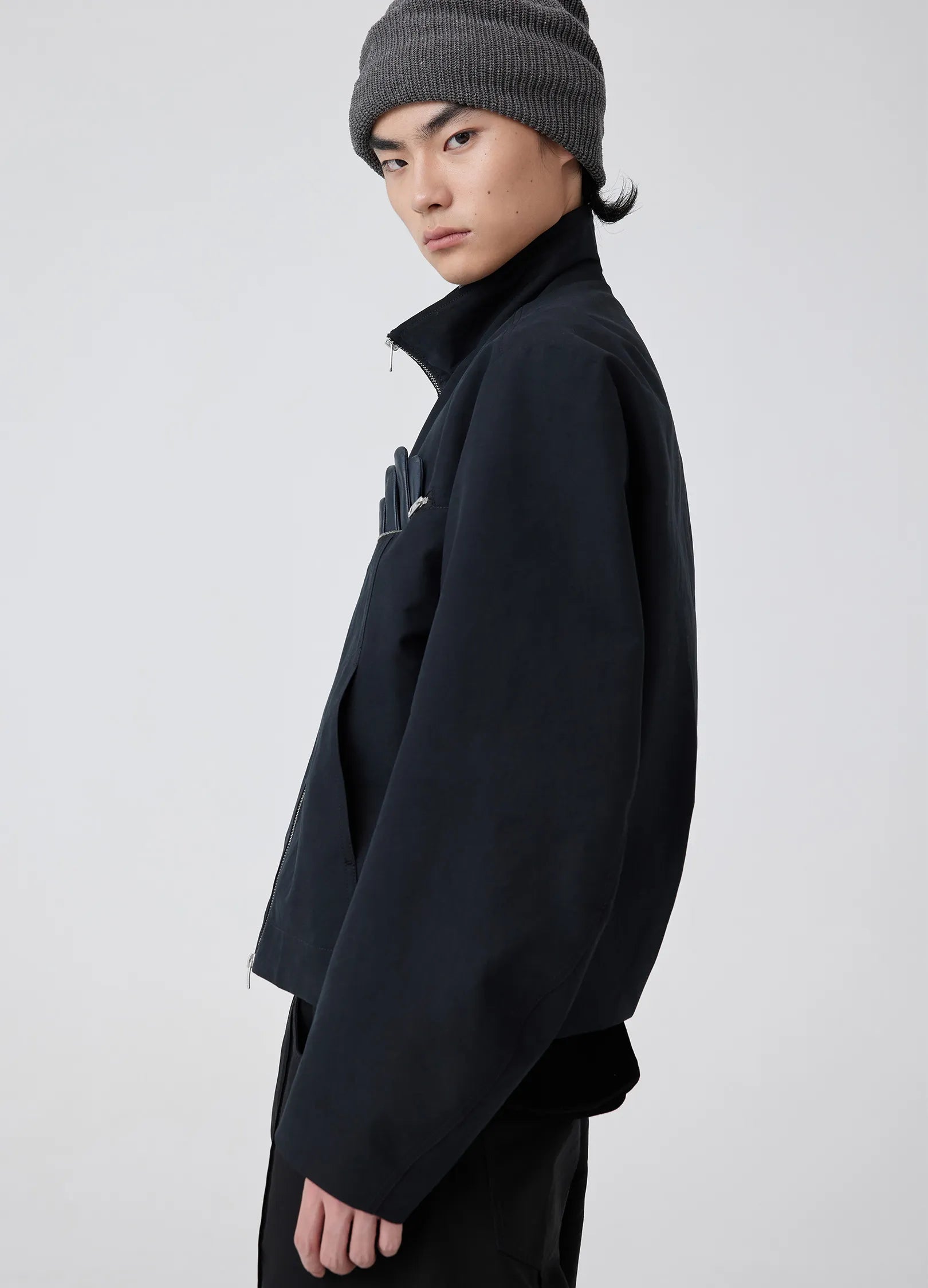 Darted Zip Pocket Bomber Jacket