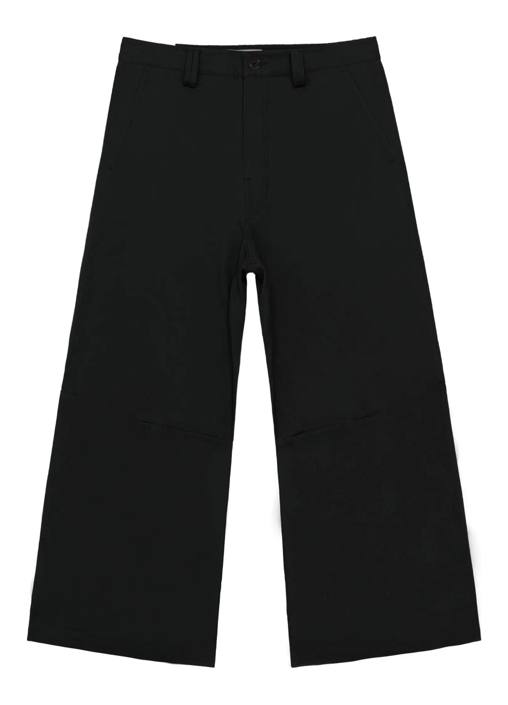 Wide-Leg Cotton Trousers with Darted Knees - chiclara
