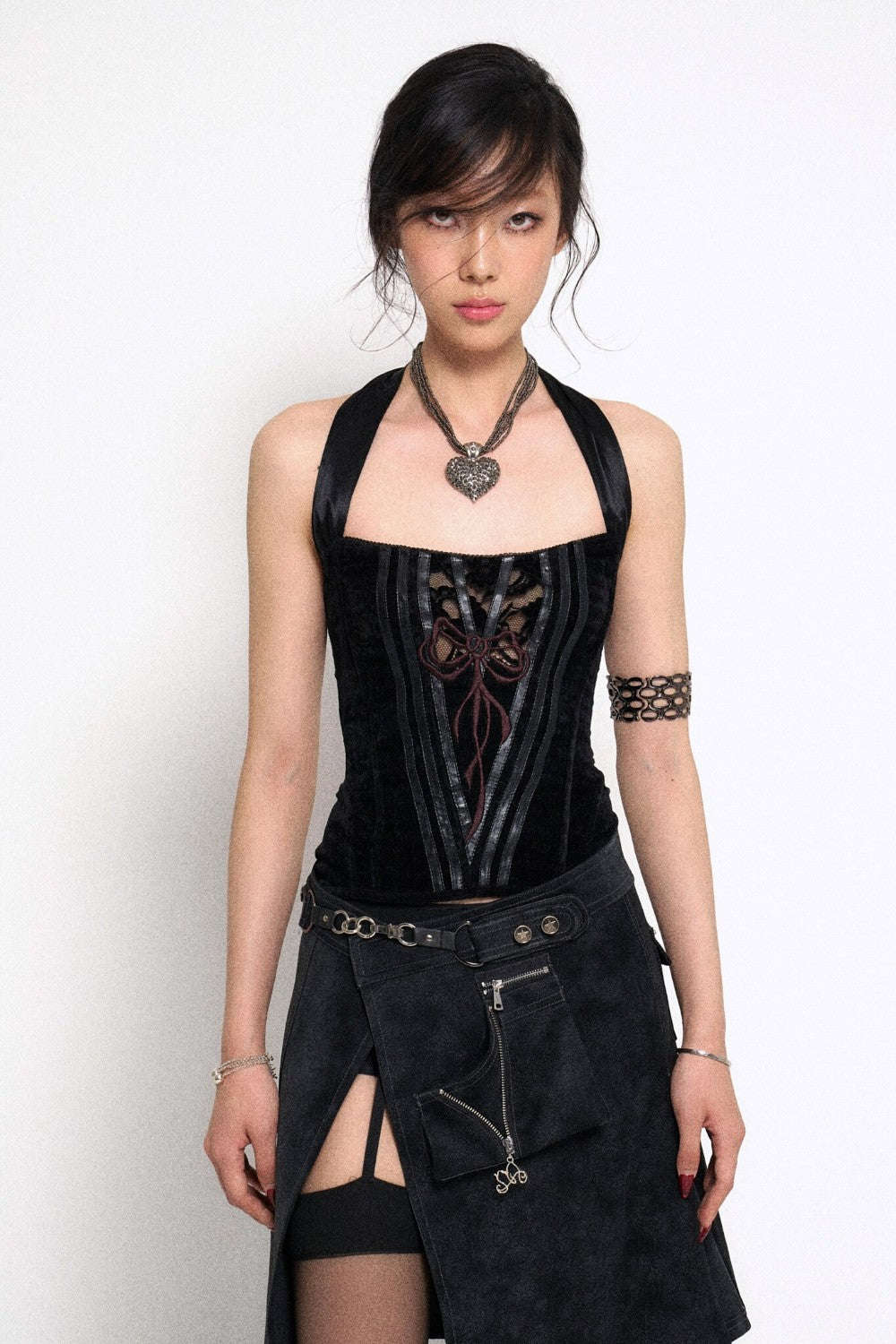 Black Velvet Victorian Corset Top