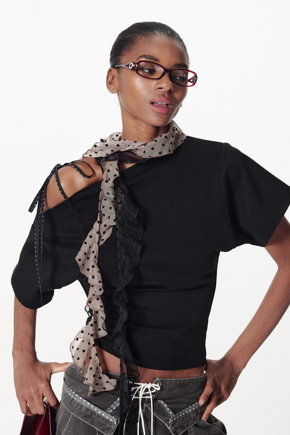Polka Dot Ruffle Scarf