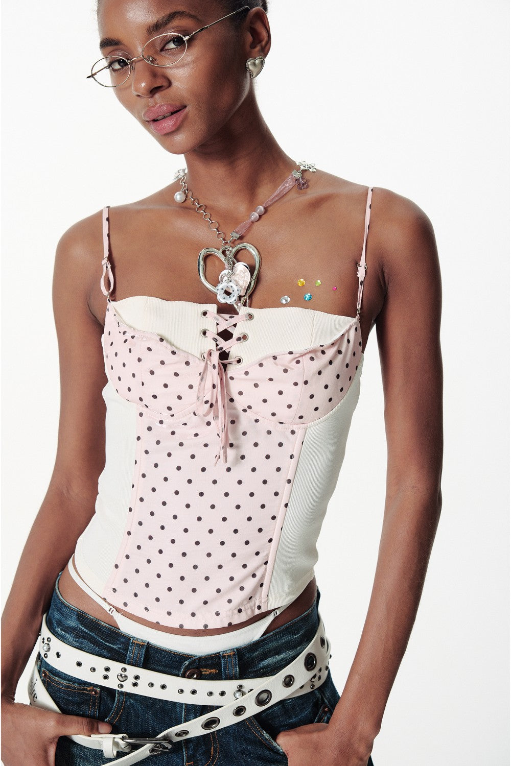 Plaid Lace-Up Corset Tank Top