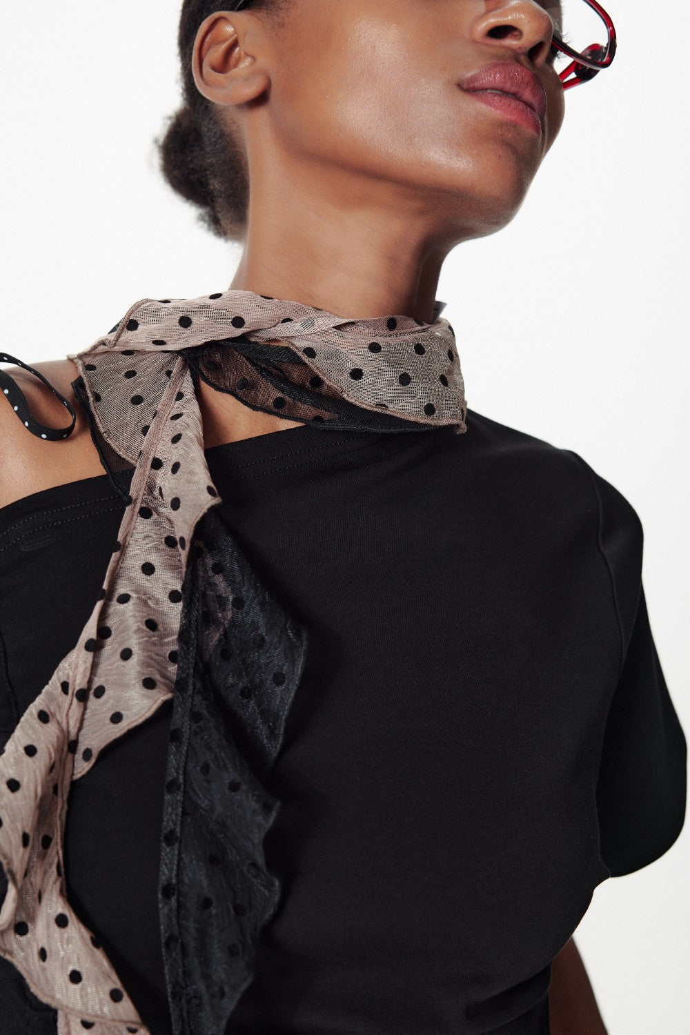 Polka Dot Ruffle Scarf