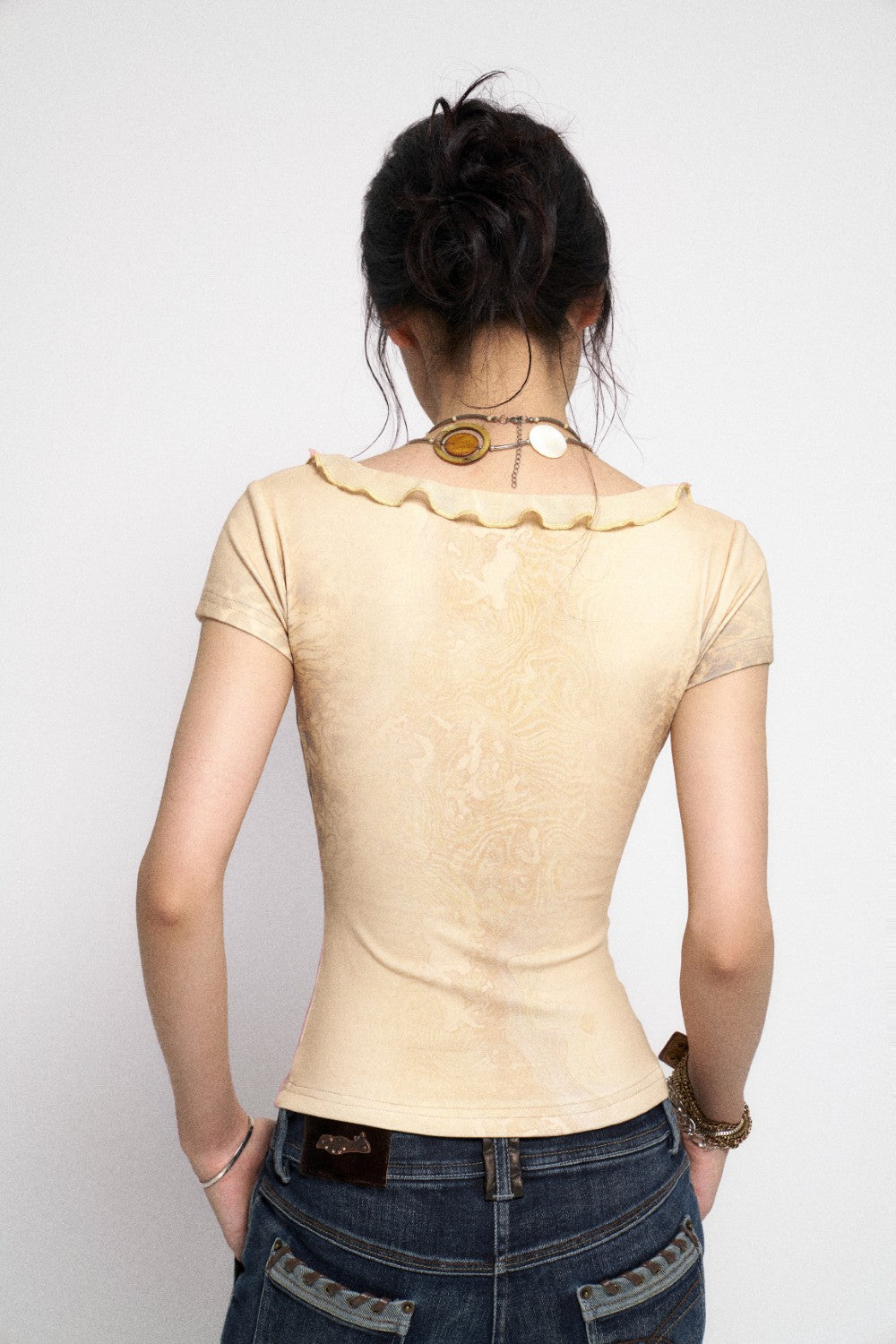 Cream Ruffled Victorian Style Top