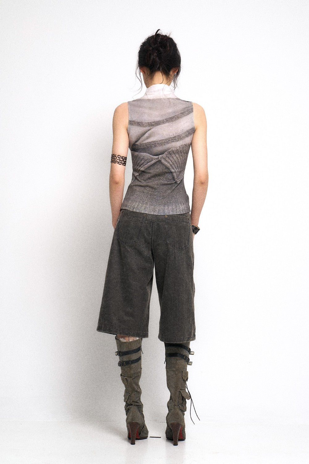 Wide Leg Denim Culotte Pants