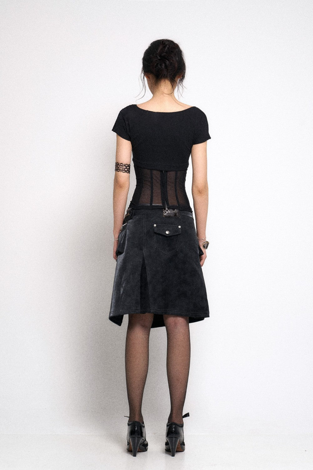 Corset-Style Top with Mesh Panels