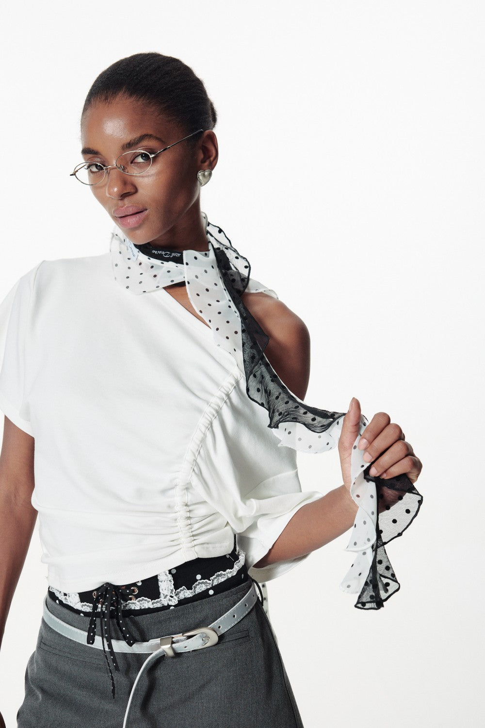 Polka Dot Ruffle Scarf