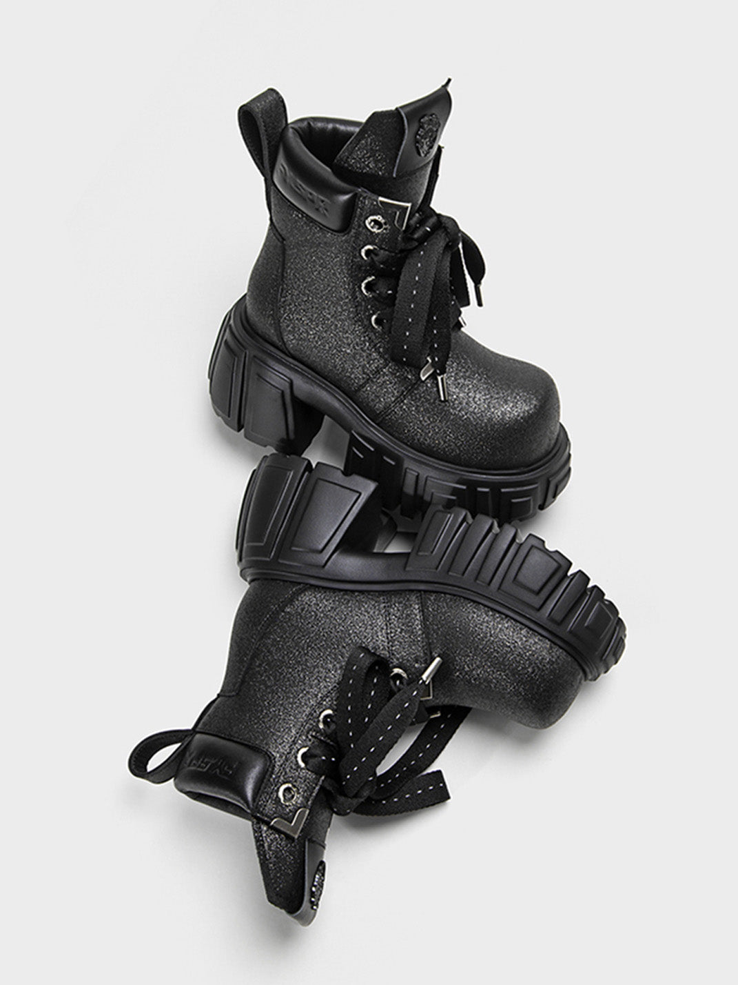 Black Starry Platform Martin Boots With Removable Shaft