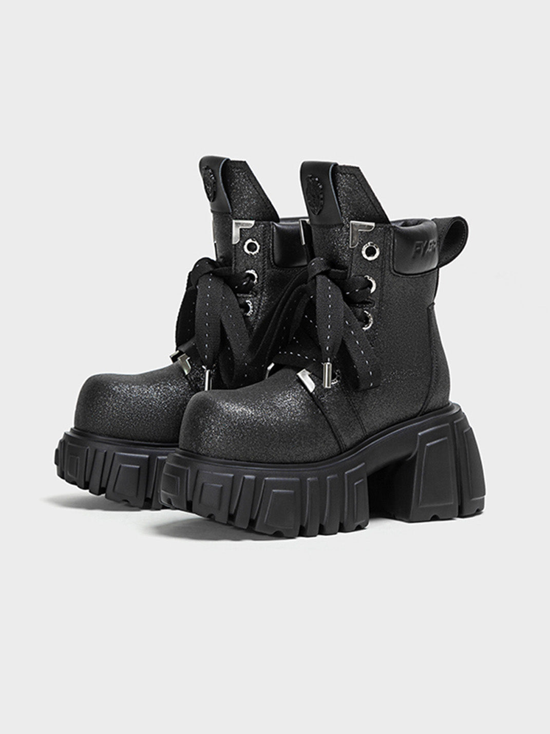 Black Starry Platform Martin Boots With Removable Shaft