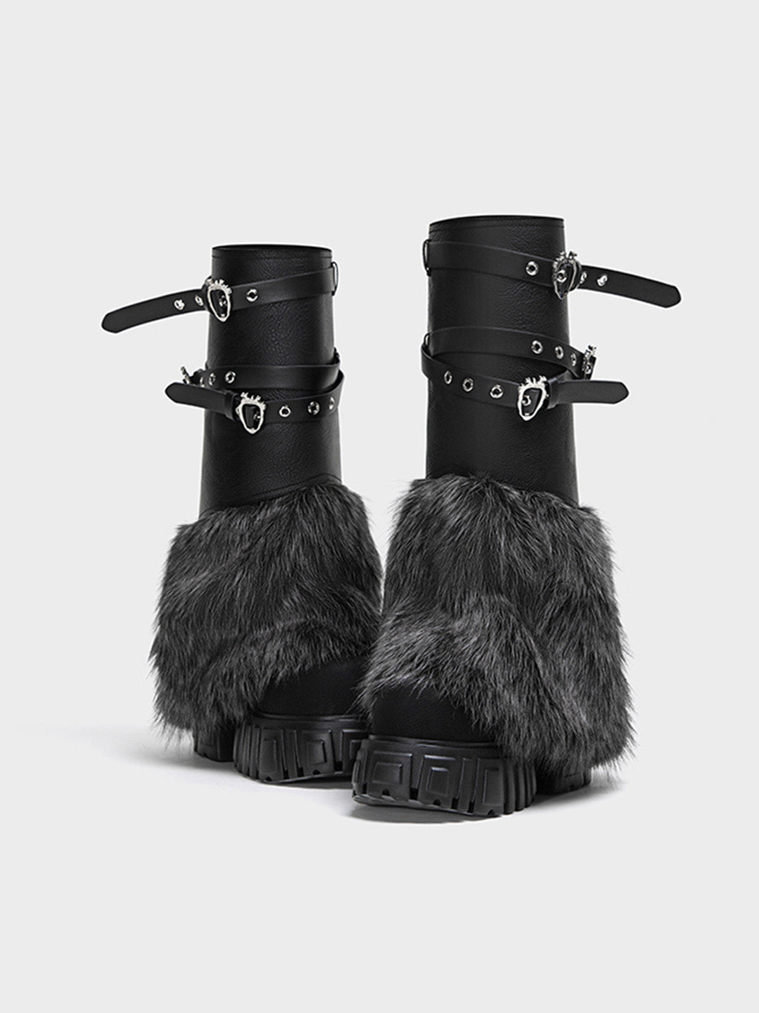 Platform Martin Boots with Removable Fur Shaft