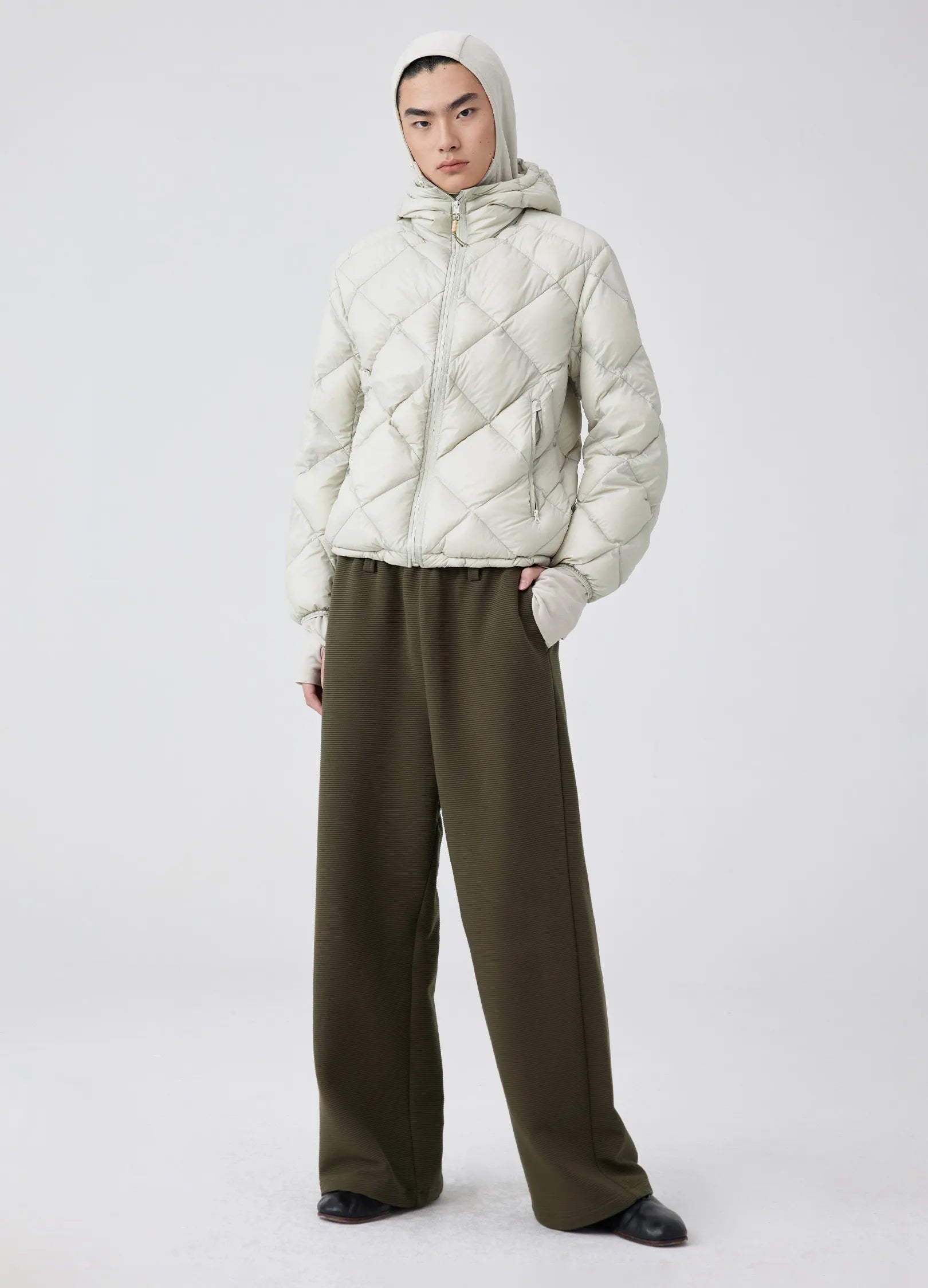 Diamond-Quilted Hooded Puffer Jacket