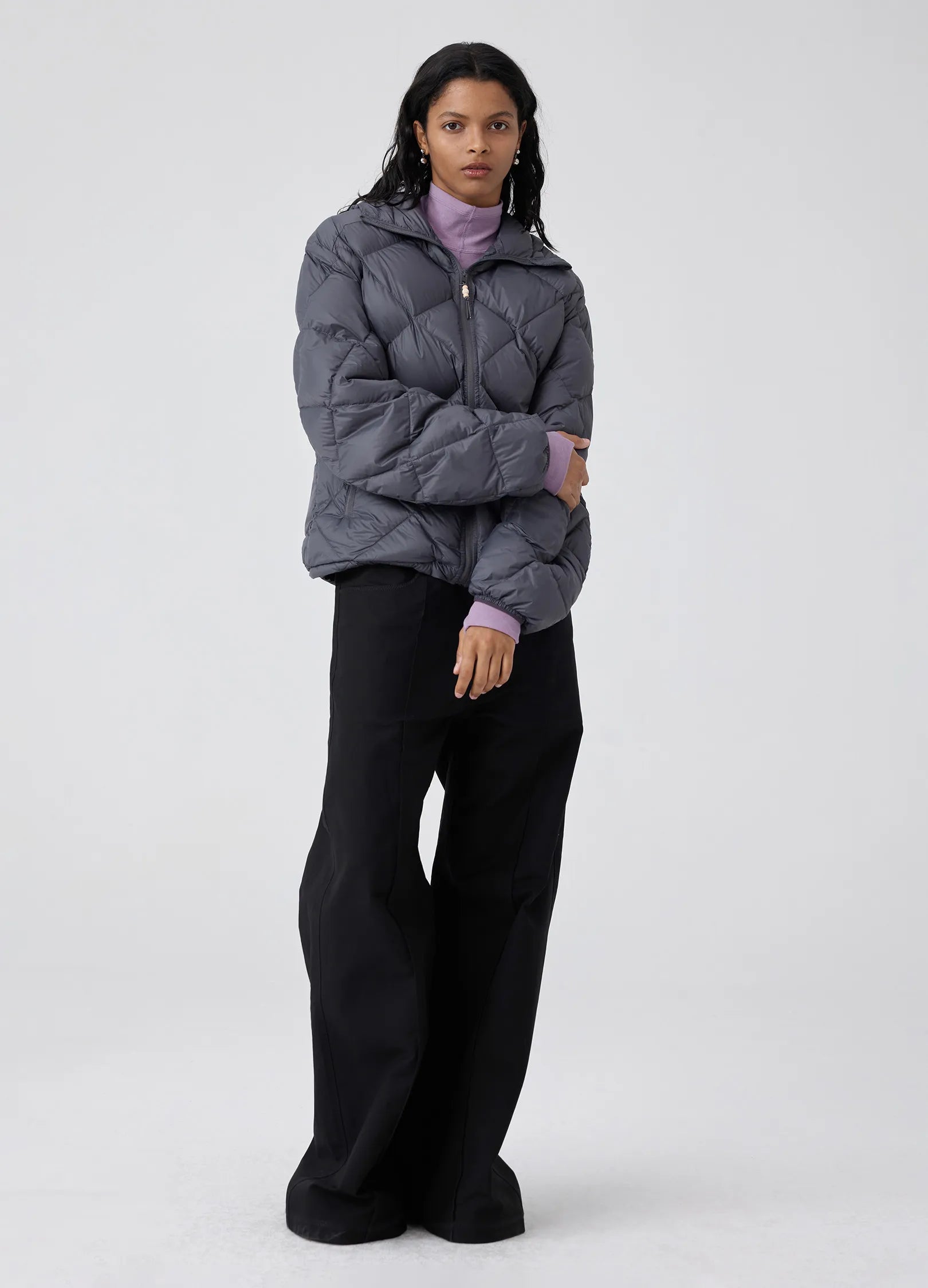 Diamond-Quilted Hooded Puffer Jacket