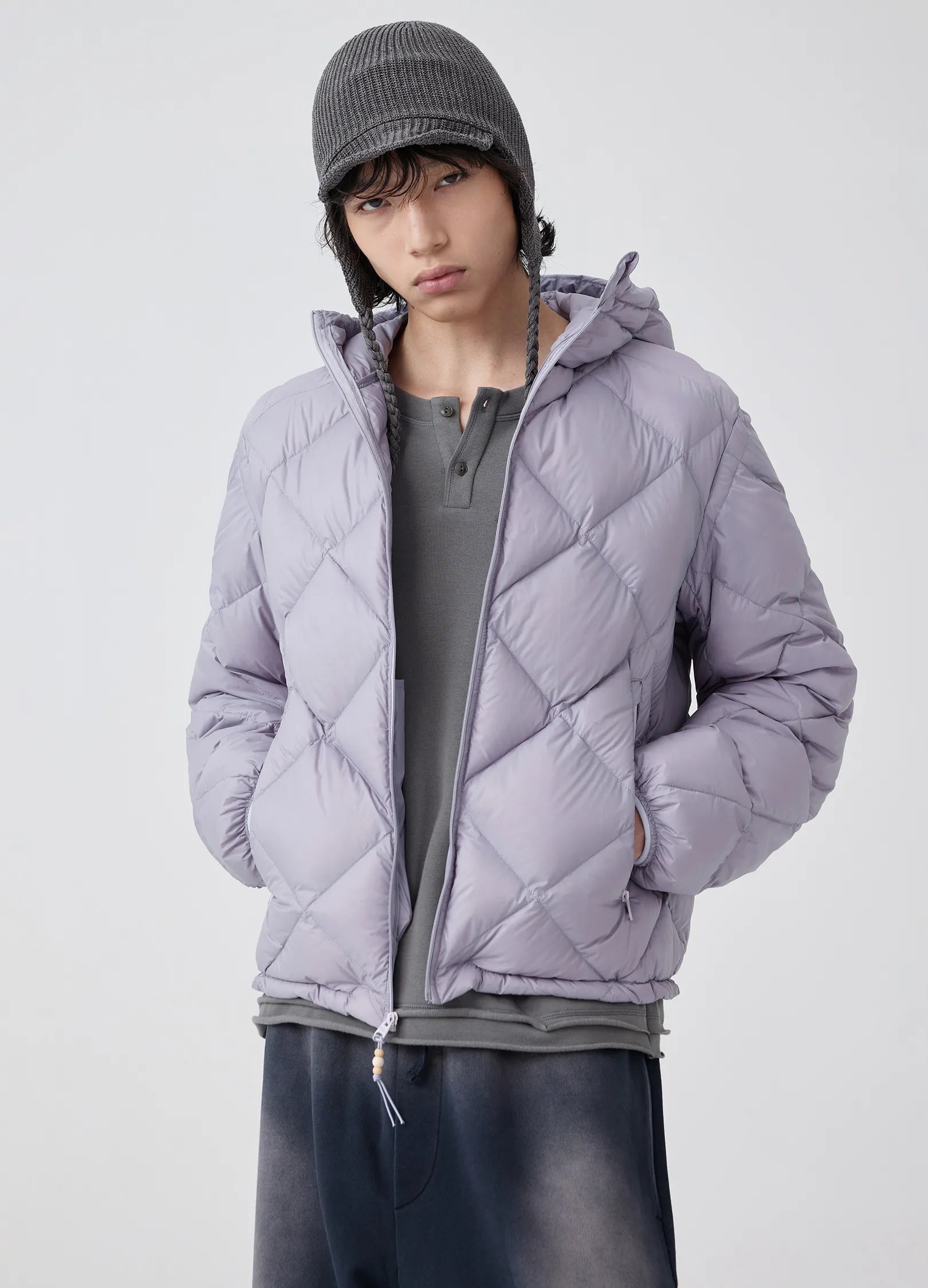 Diamond-Quilted Hooded Puffer Jacket