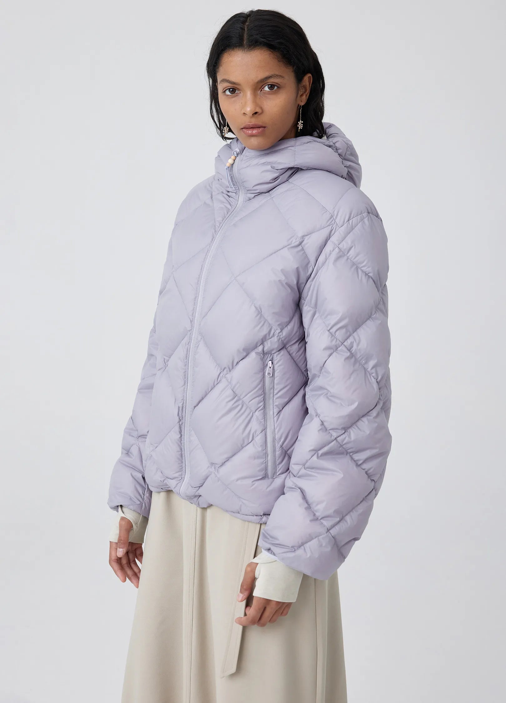 Diamond-Quilted Hooded Puffer Jacket