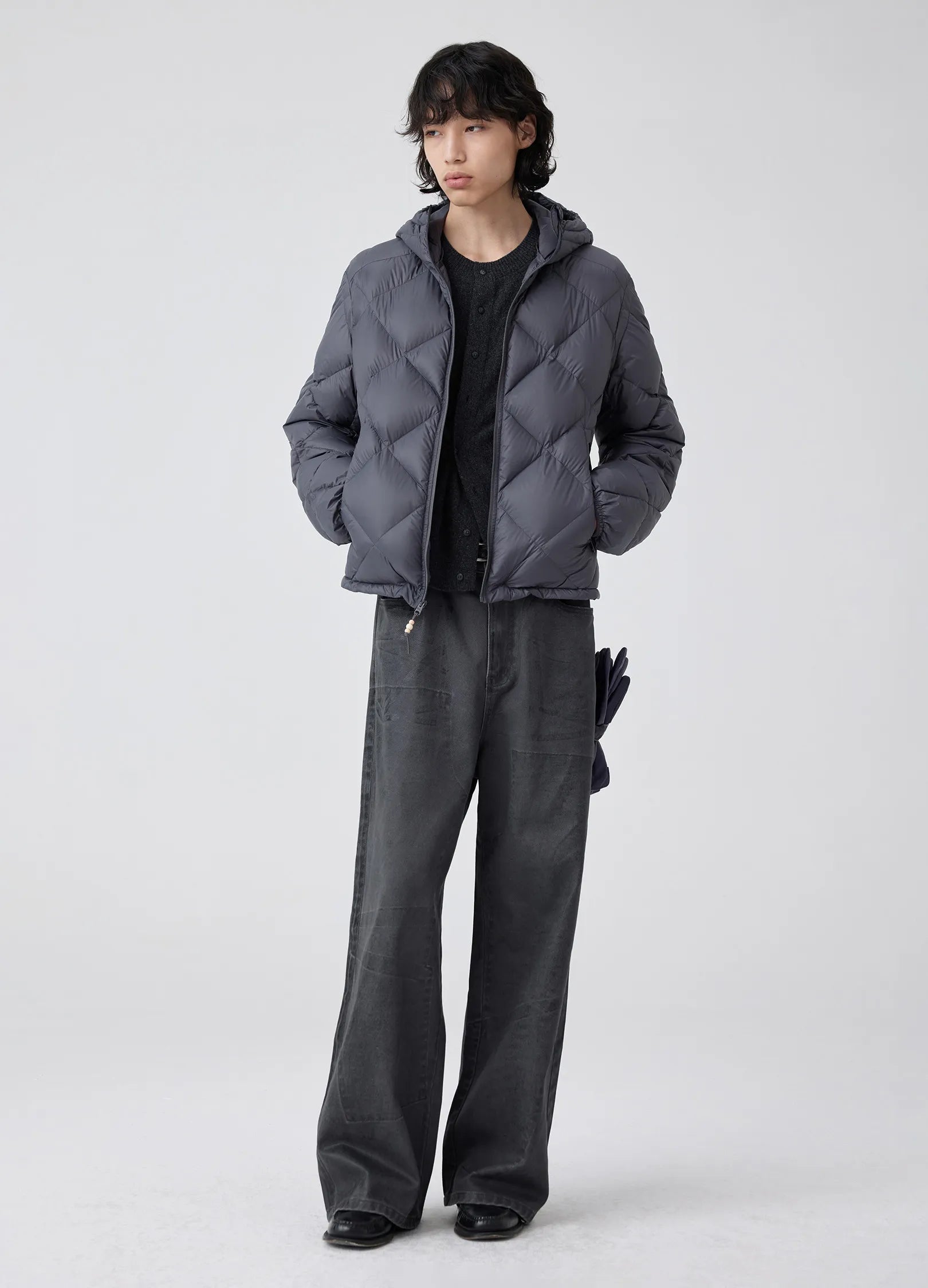 Diamond-Quilted Hooded Puffer Jacket