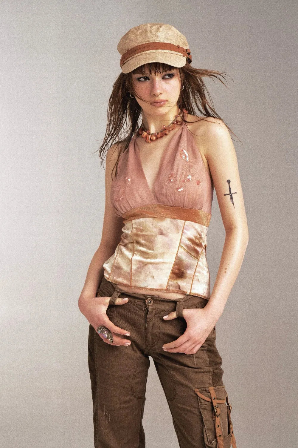 Vintage Satin Halter Corset Top