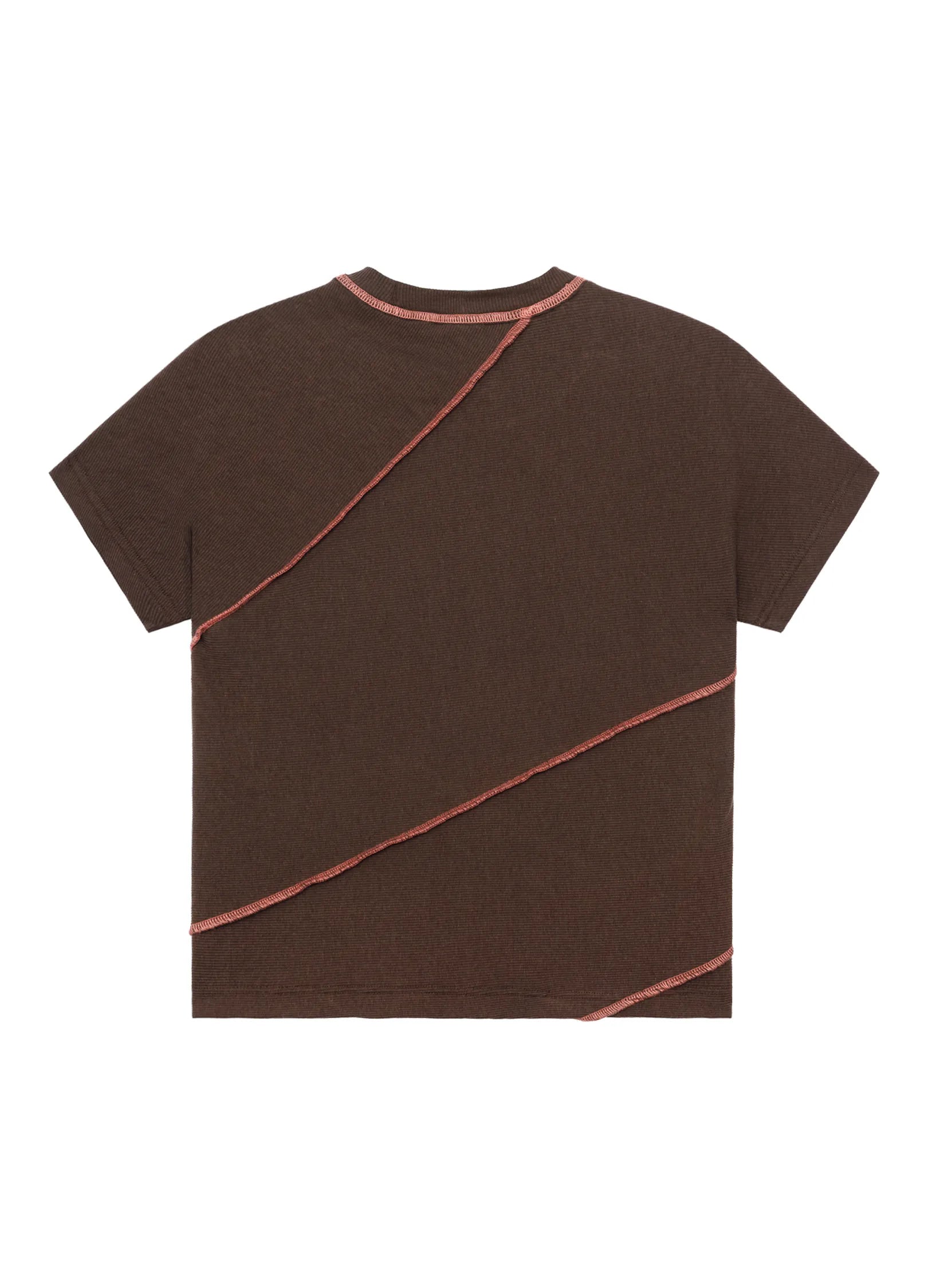 Camiseta acanalada con costuras de contraste