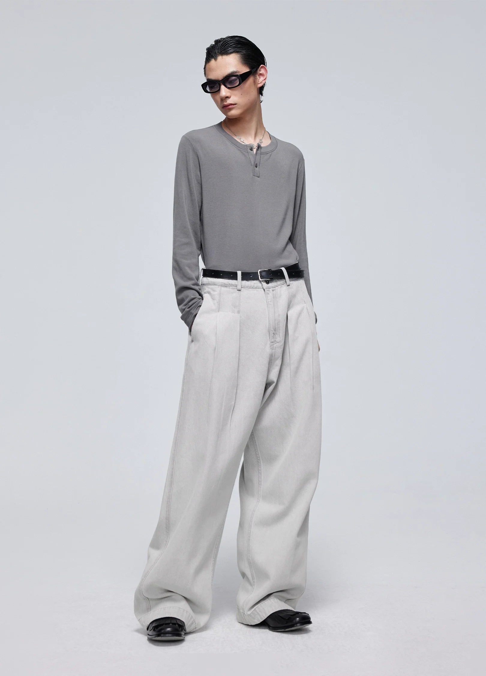 T-shirt à manches longues Henley