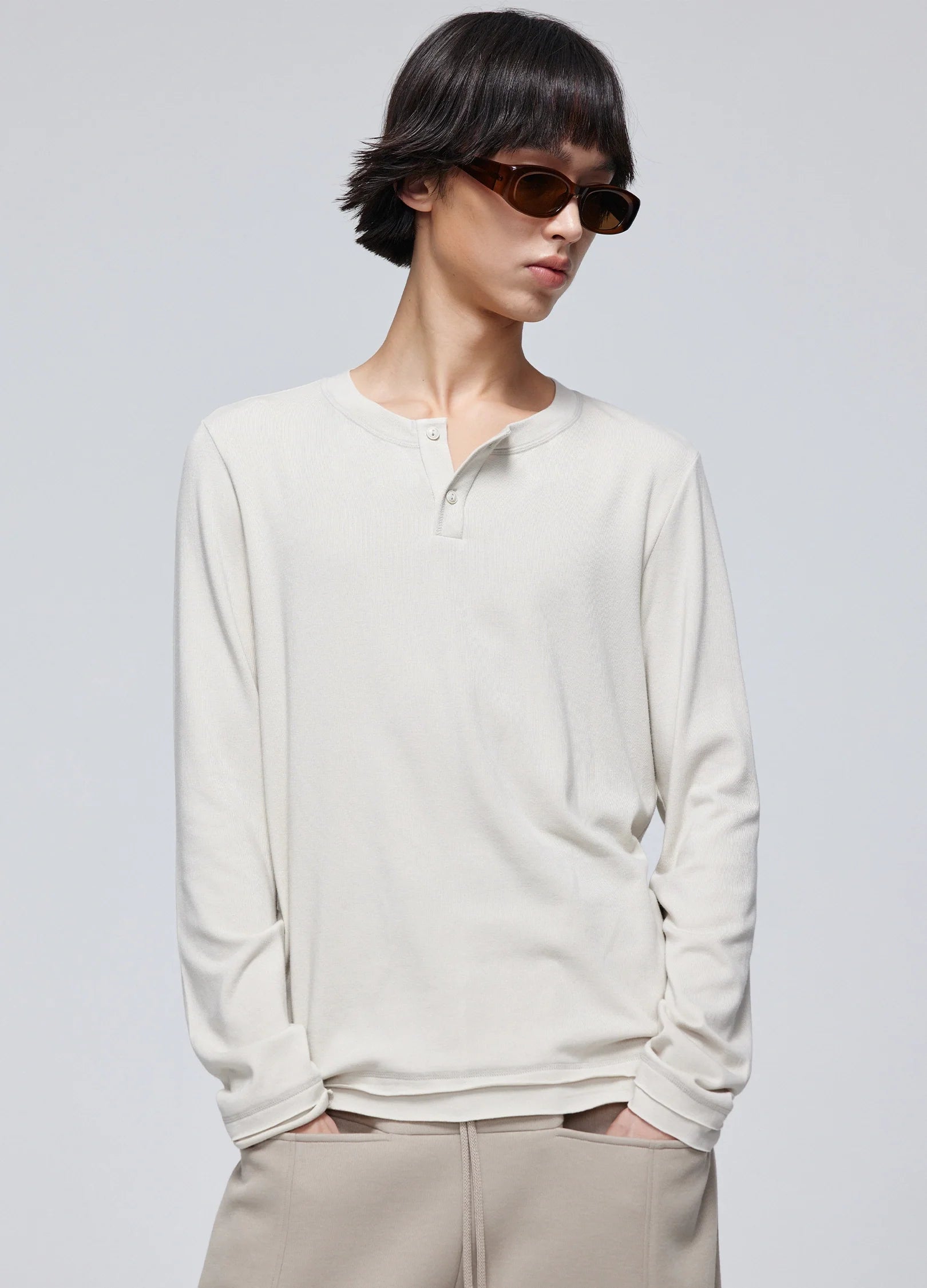 T-shirt à manches longues Henley