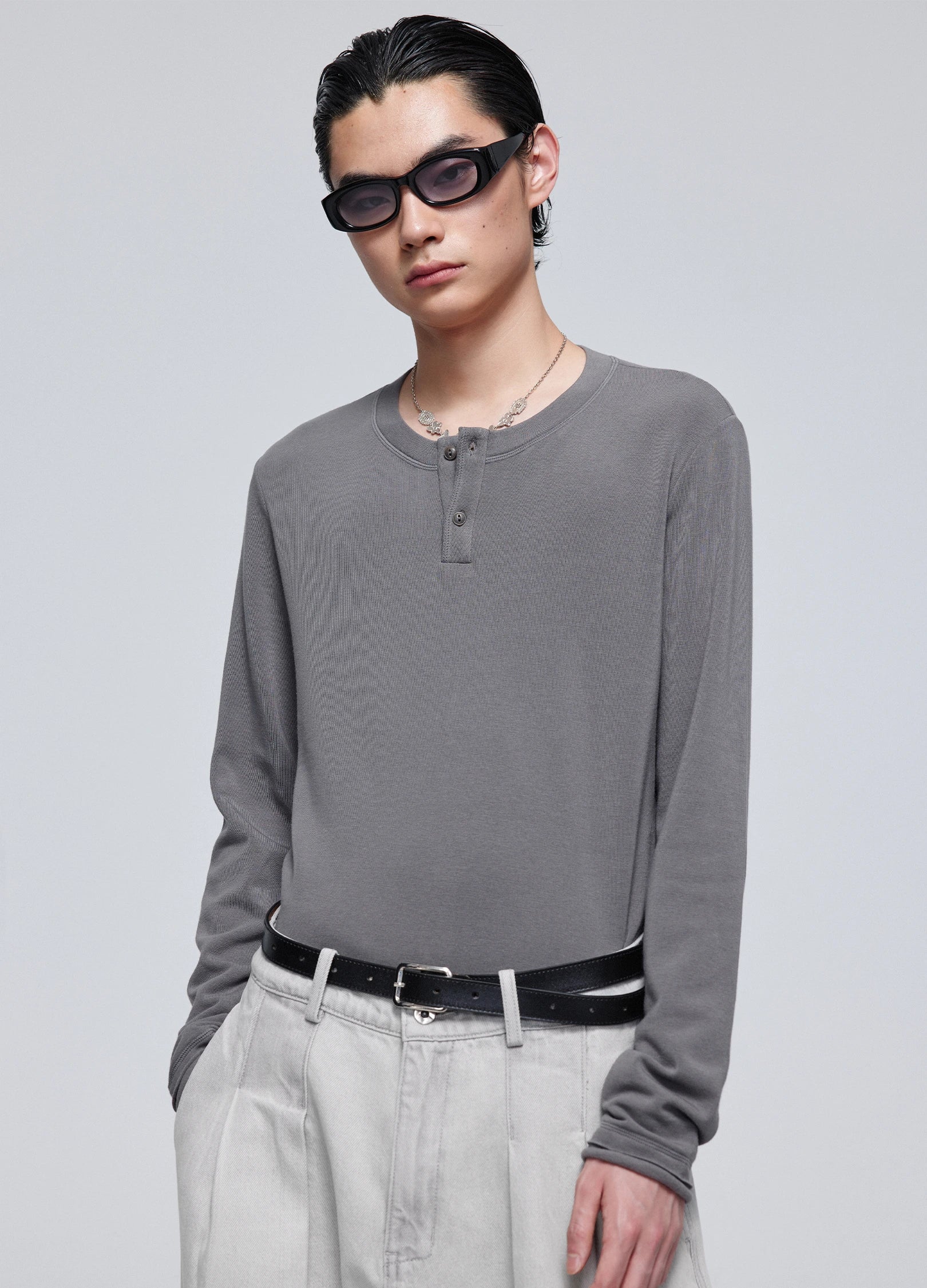 T-shirt à manches longues Henley