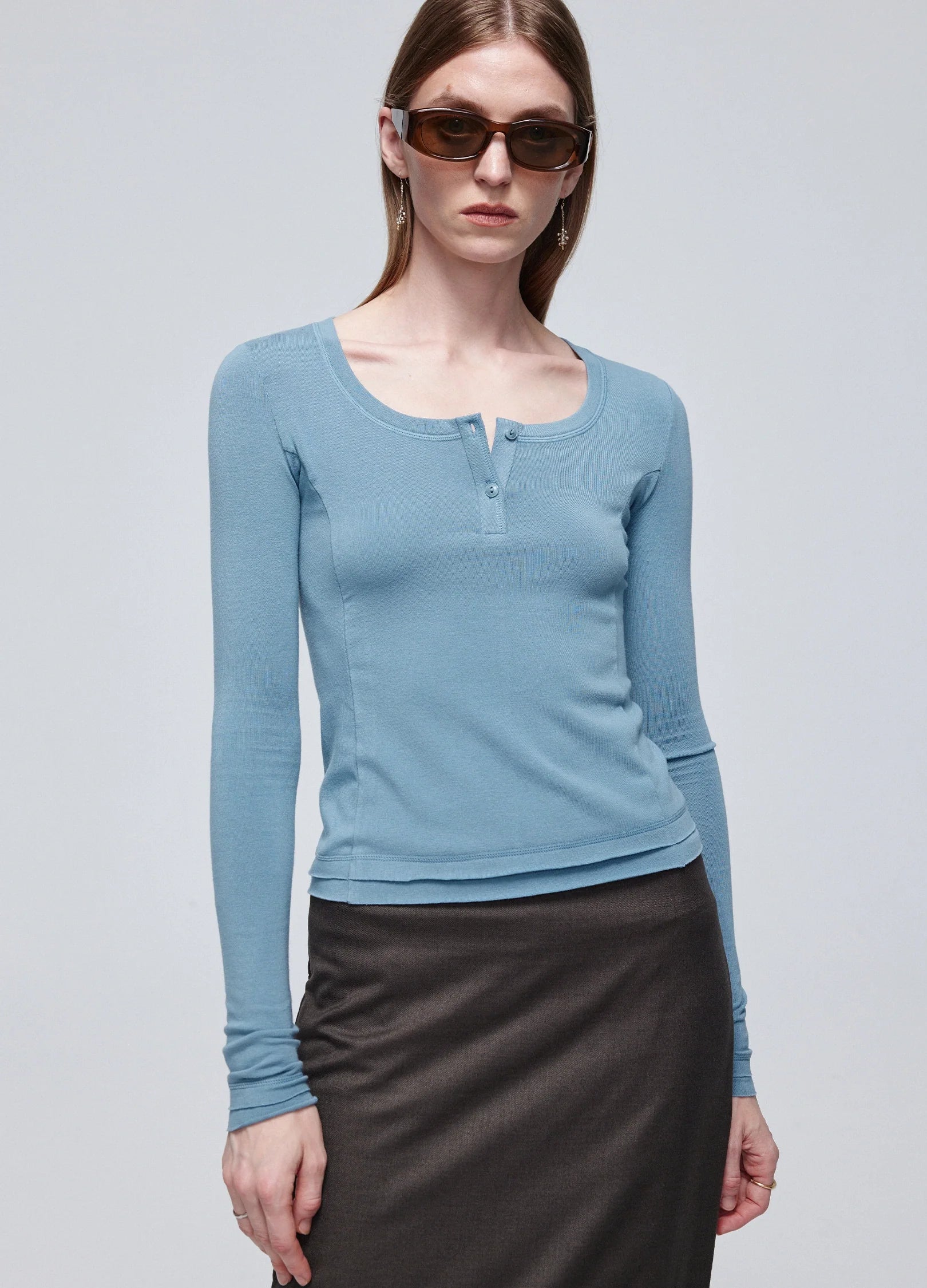 Henley Top de manga larga