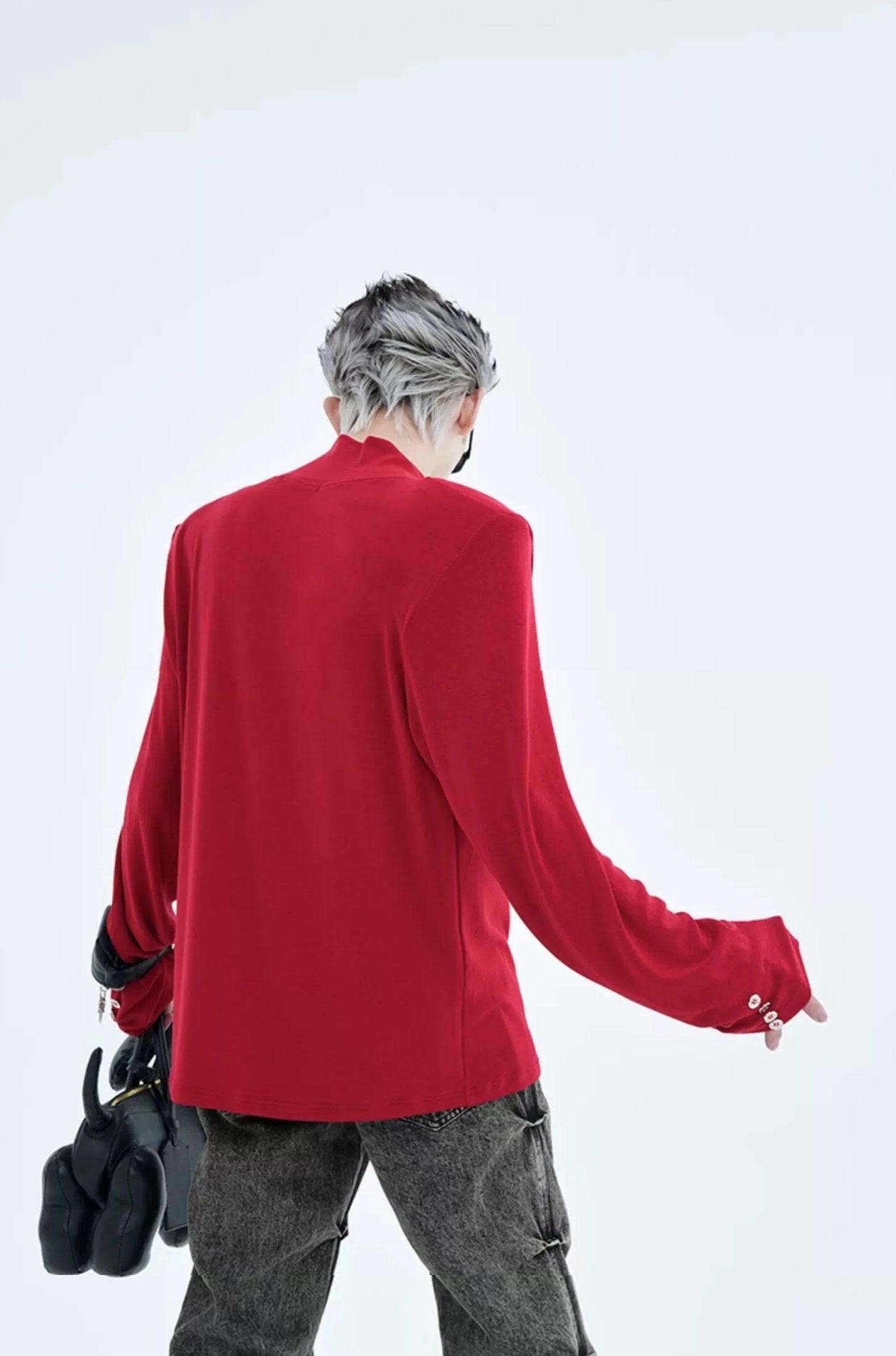 Button Detail Turtleneck T-Shirt