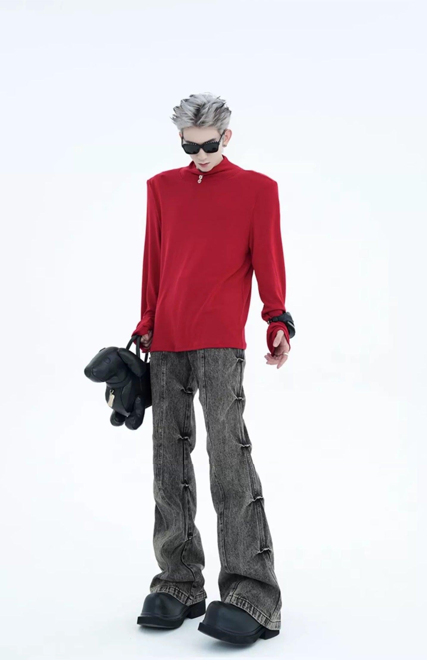 Button Detail Turtleneck T-Shirt