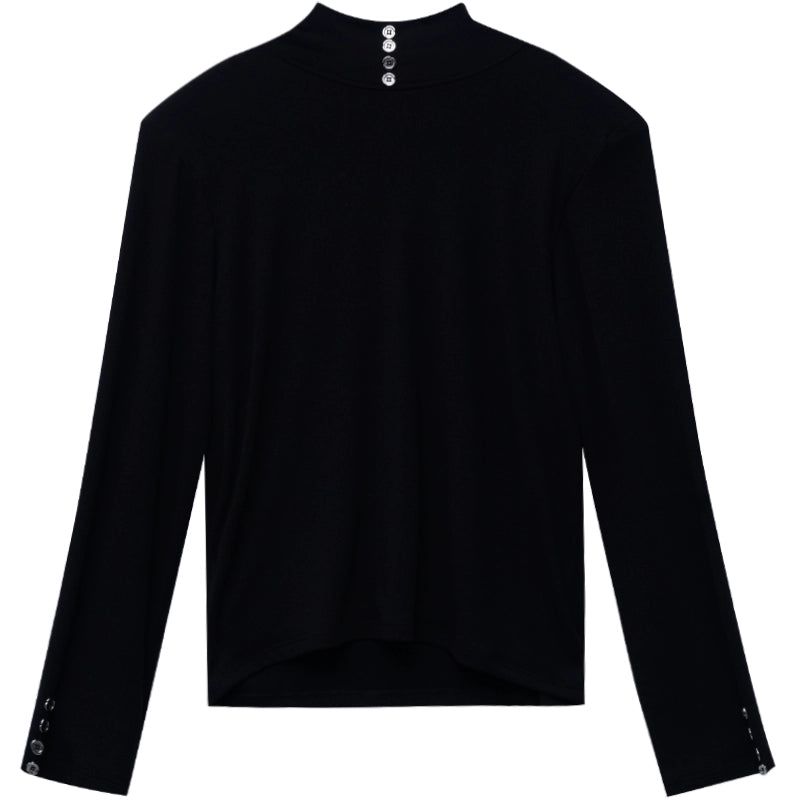 Button Detail Turtleneck T-Shirt