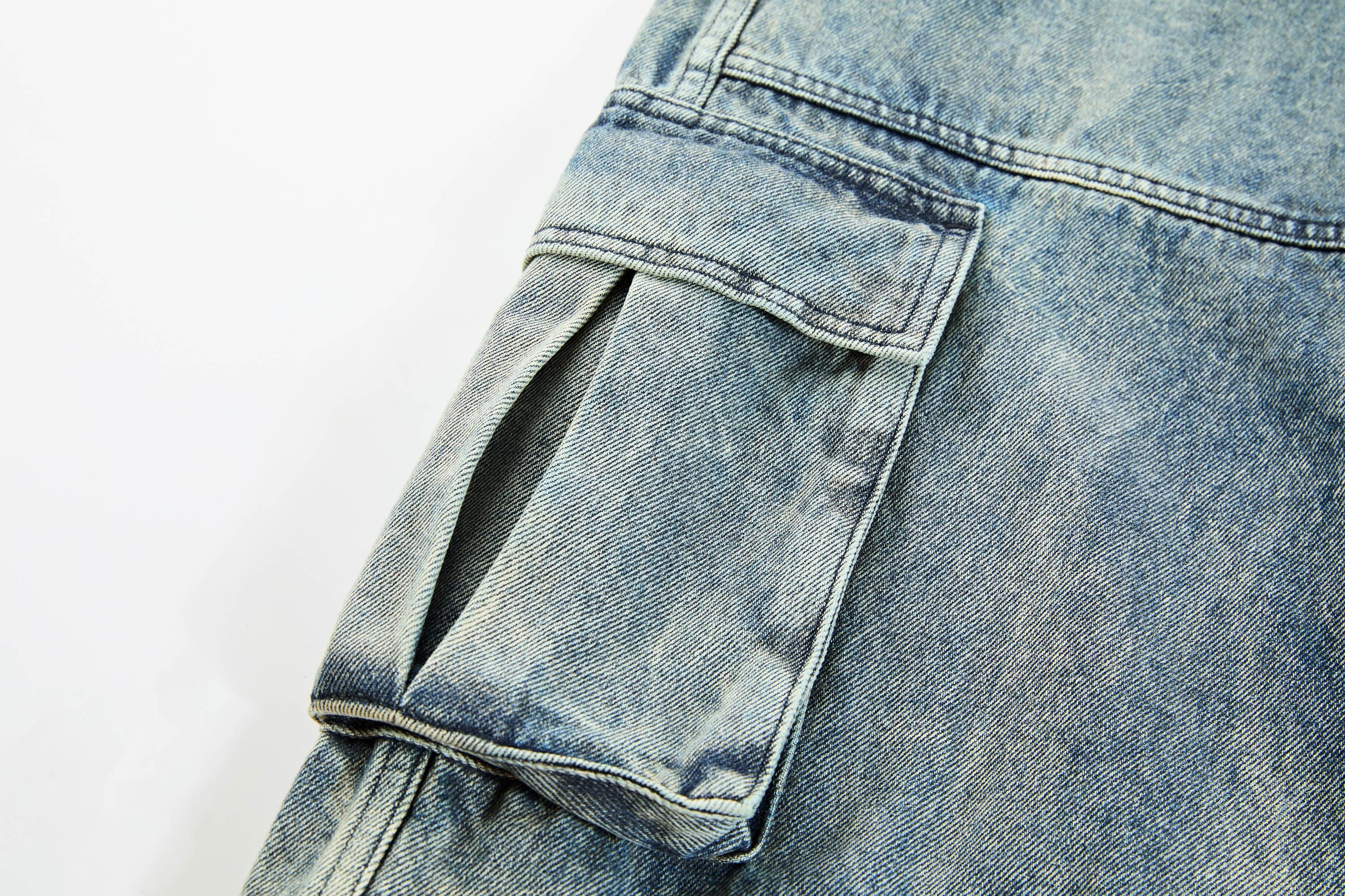 Jean de cargaison en jean en denim lavé