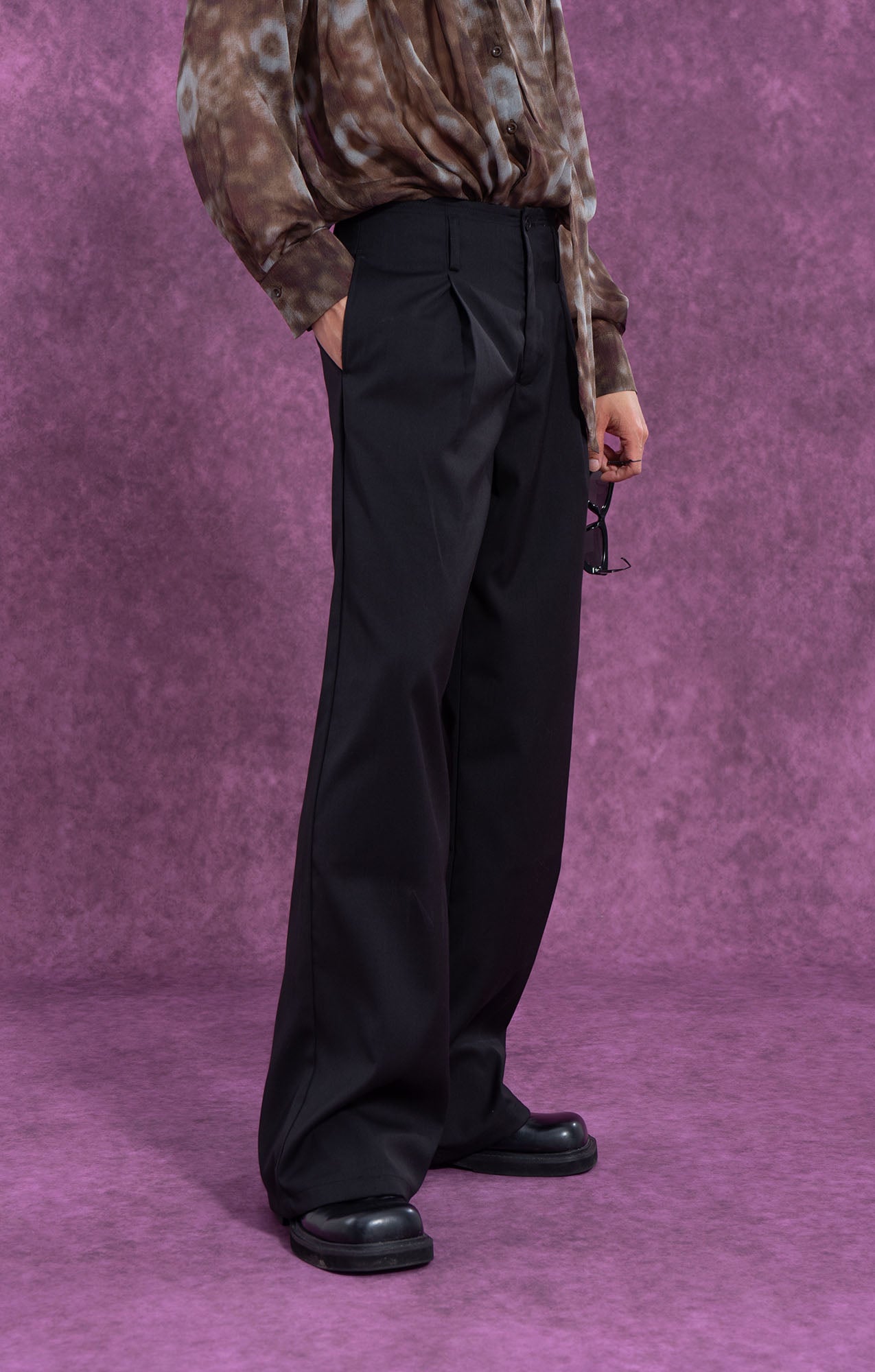 Classic Essential Black Straight-Leg Trousers