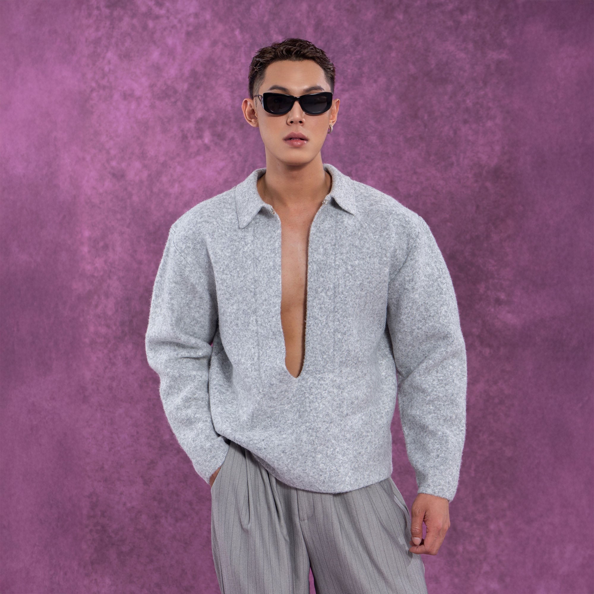 Deep V-Neck Wool Pullover