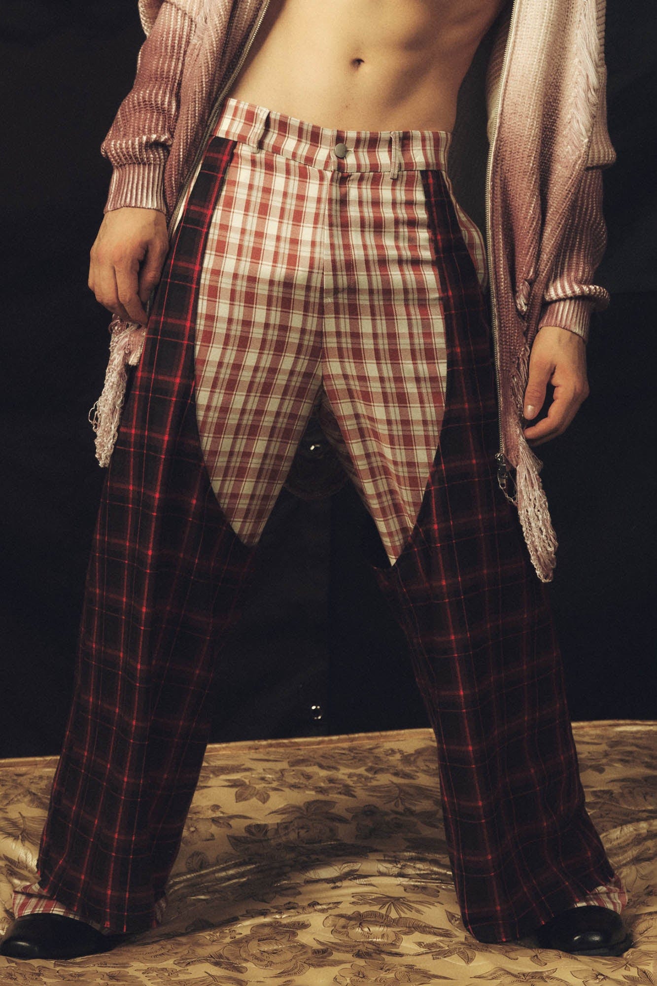 Pantalon à jambes larges à carreaux