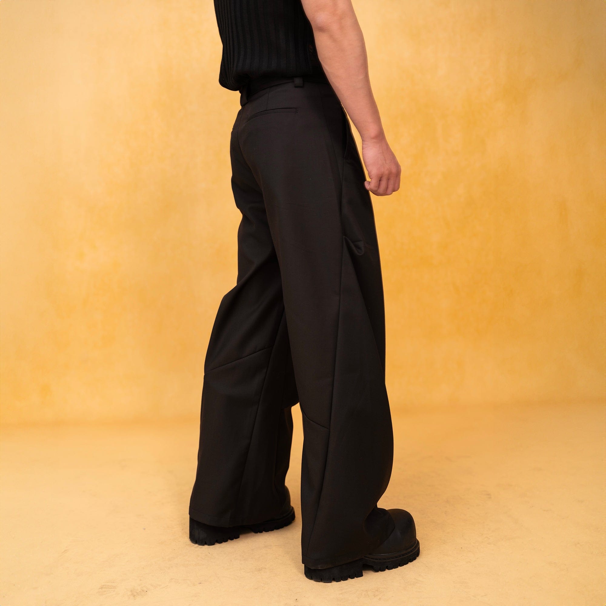 Essential Spliced Wide-Leg Casual Trousers