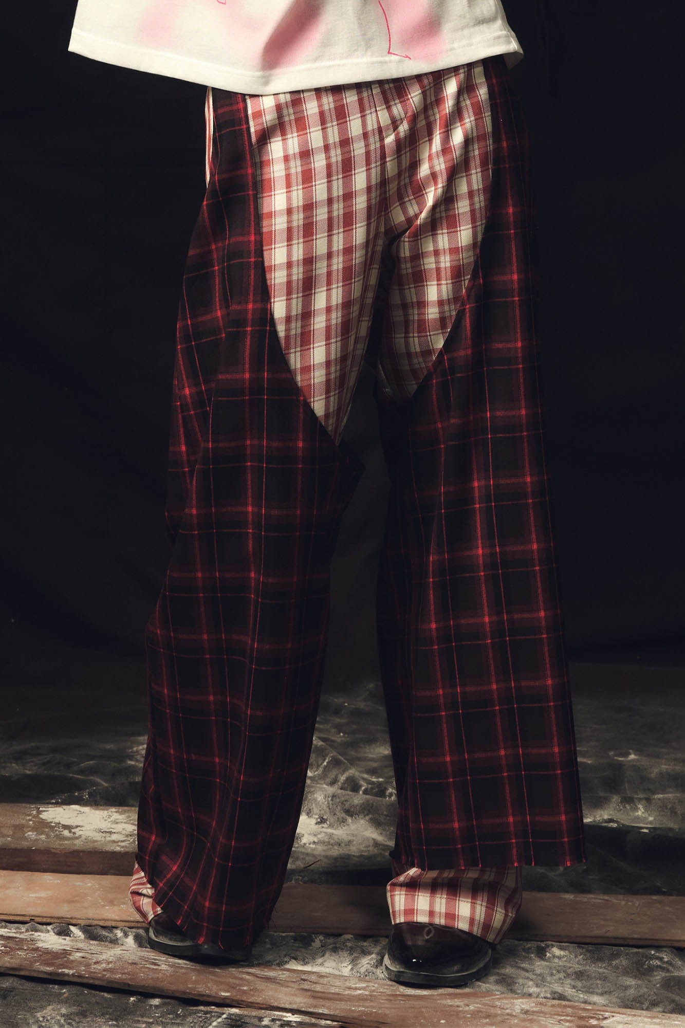 Pantalon à jambes larges à carreaux