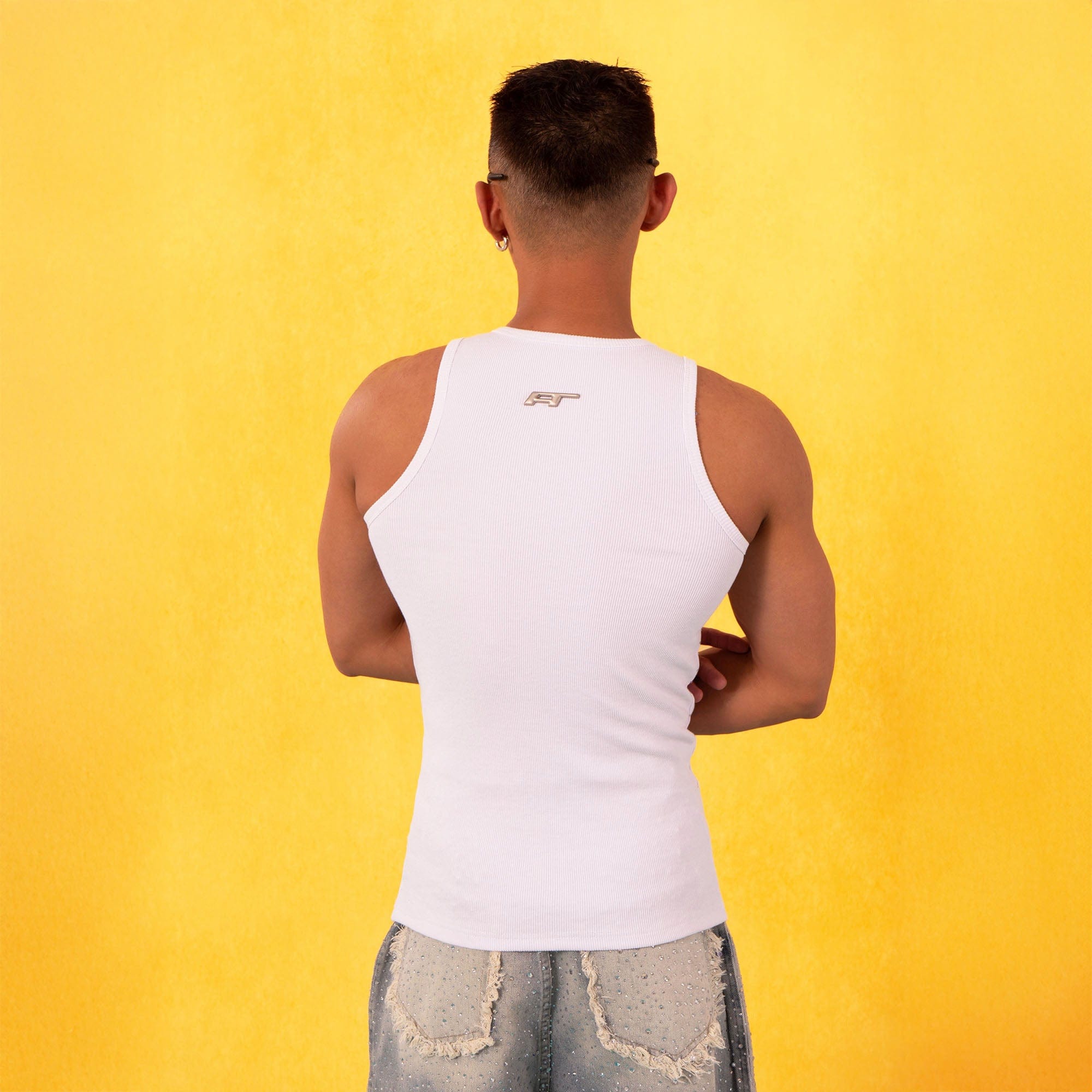 Rhinestone Embellished Ribbed Tank Top