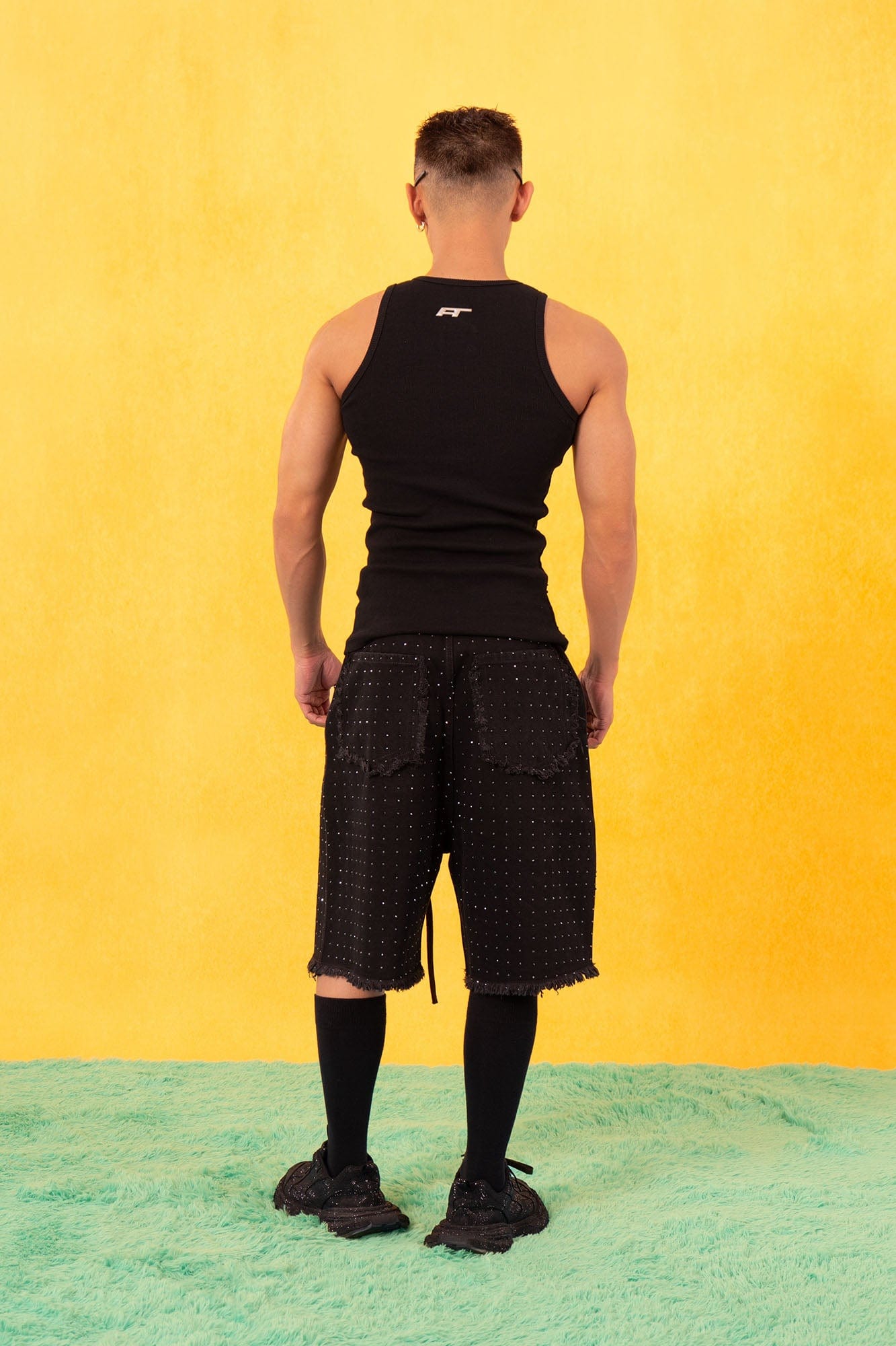 Rhinestone Embellished Ribbed Tank Top