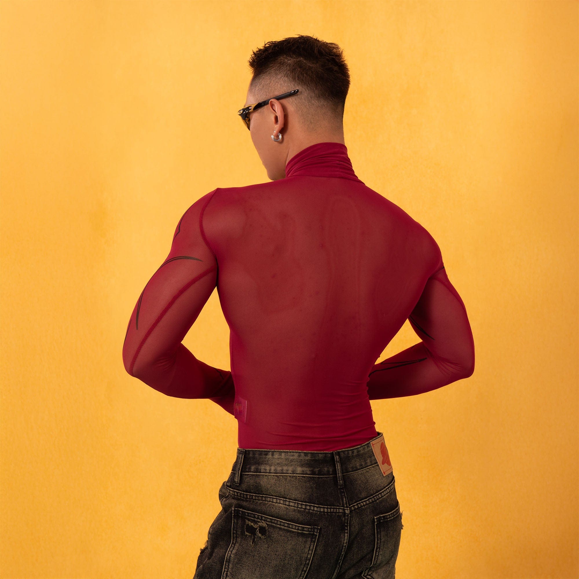 Abstract Gothic Sheer Mesh Graphic Top