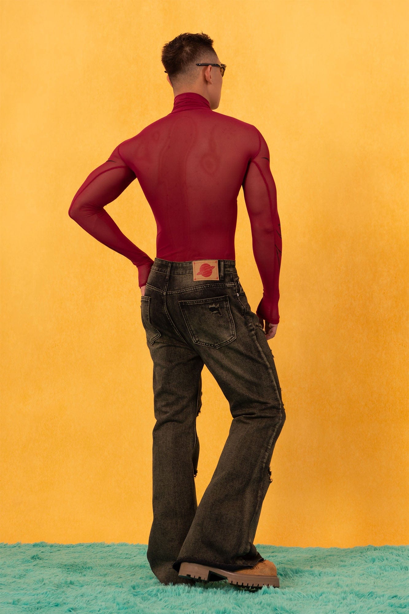 Abstract Gothic Sheer Mesh Graphic Top