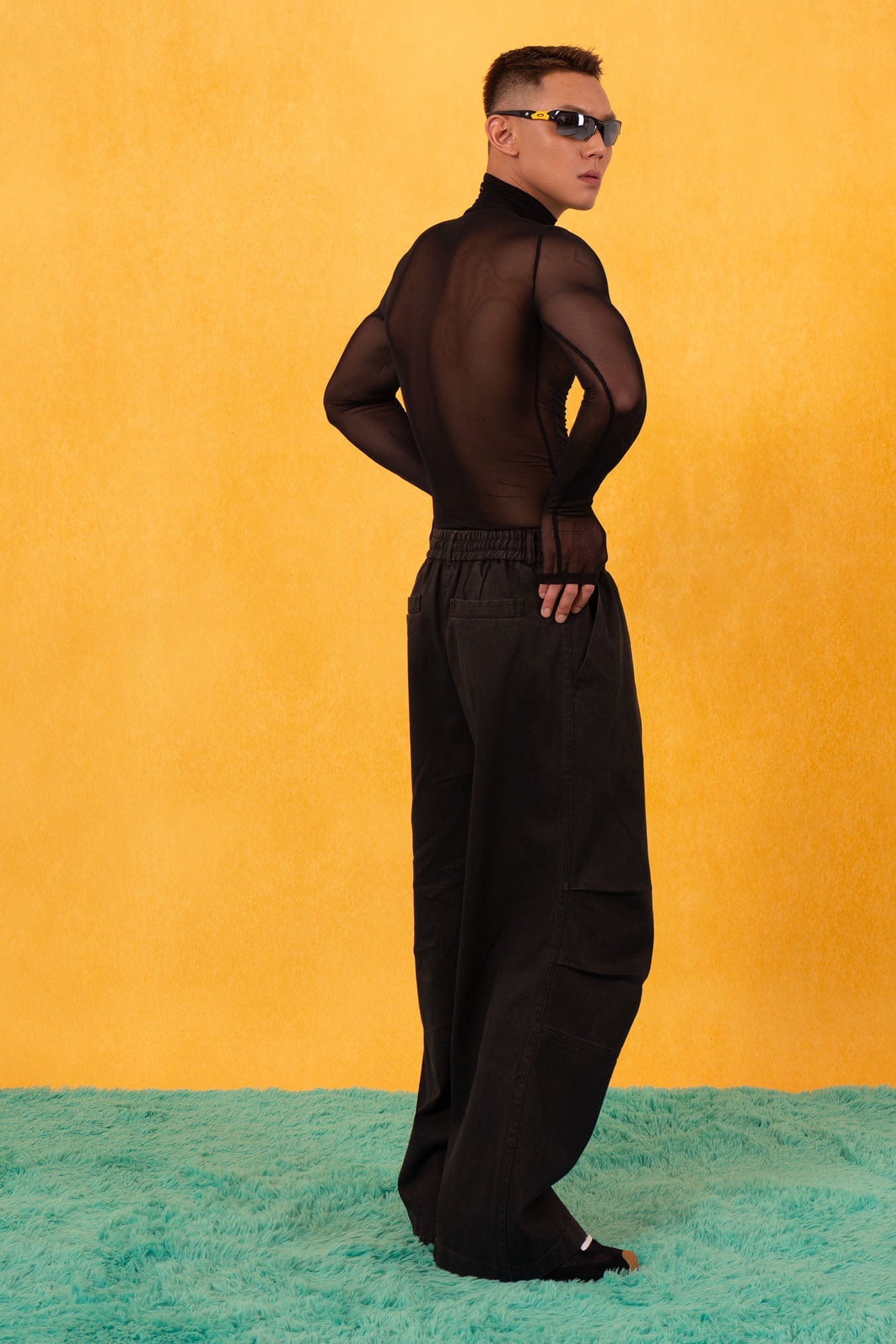 Abstract Gothic Sheer Mesh Graphic Top