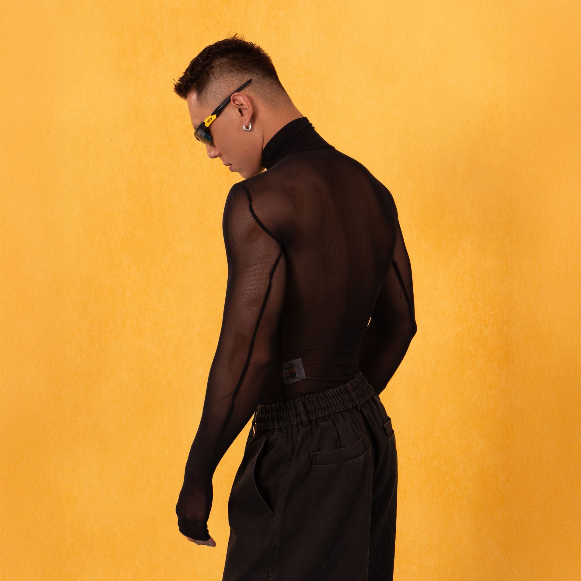 Abstract Gothic Sheer Mesh Graphic Top