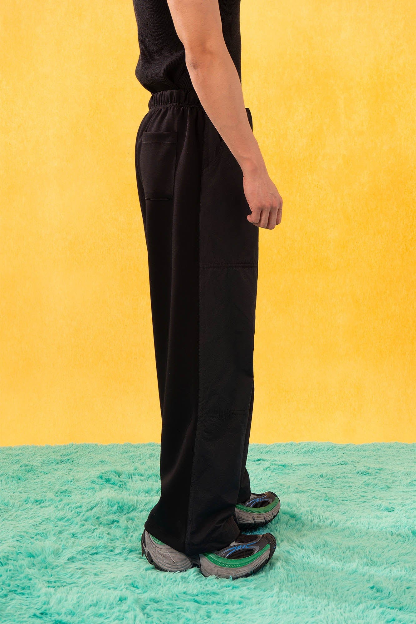 Wide-Leg Two-Tone Drawstring Pants