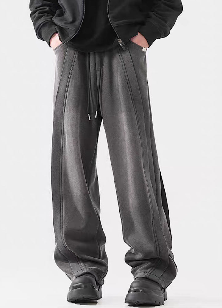 Wide-Leg Washed Drawstring Pants - chiclara