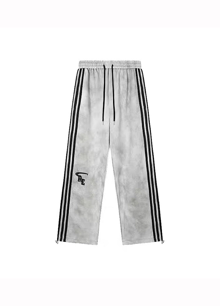 Striped Wide-Leg Track Pants - chiclara