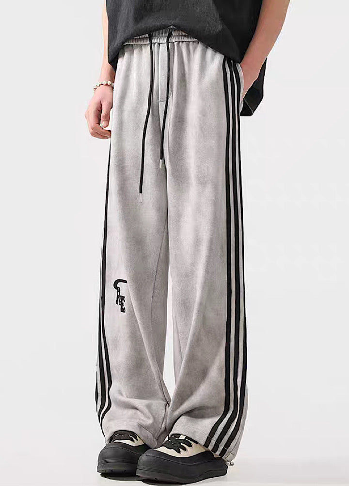 Striped Wide-Leg Track Pants - chiclara
